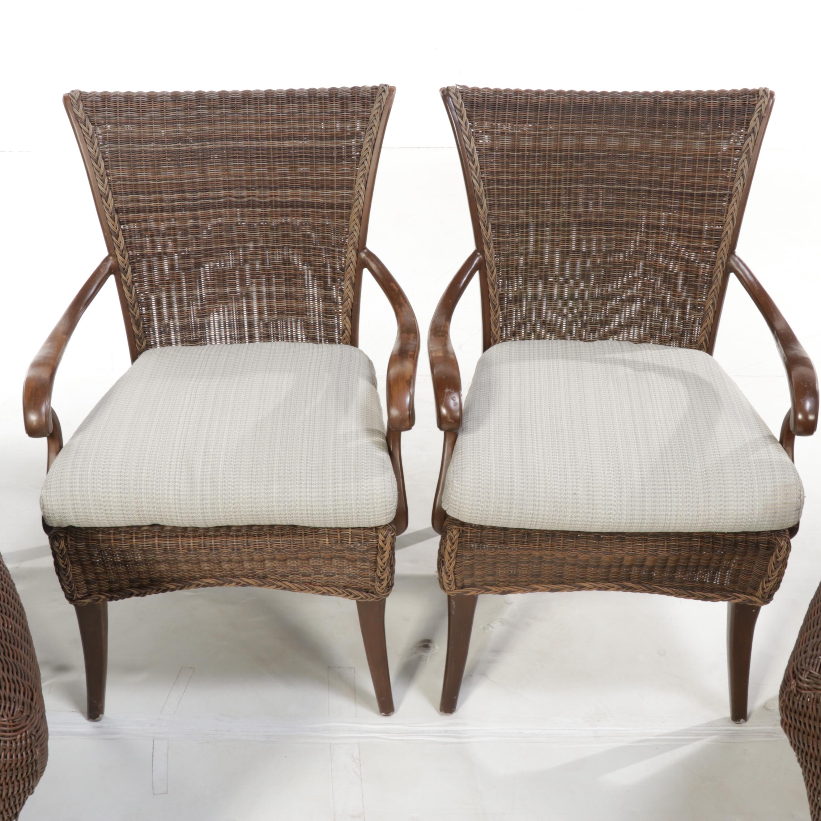 Summer Classics PE Rattan Patio Chairs with Two Cast Metal Accent Tables