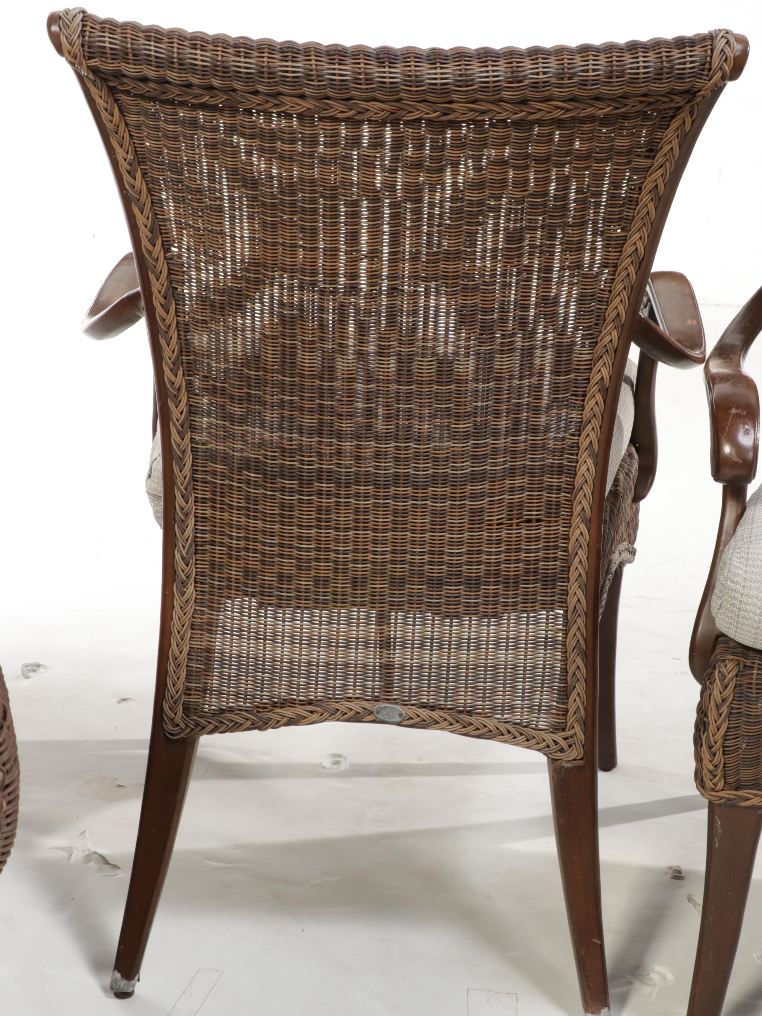 Summer Classics PE Rattan Patio Chairs with Two Cast Metal Accent Tables