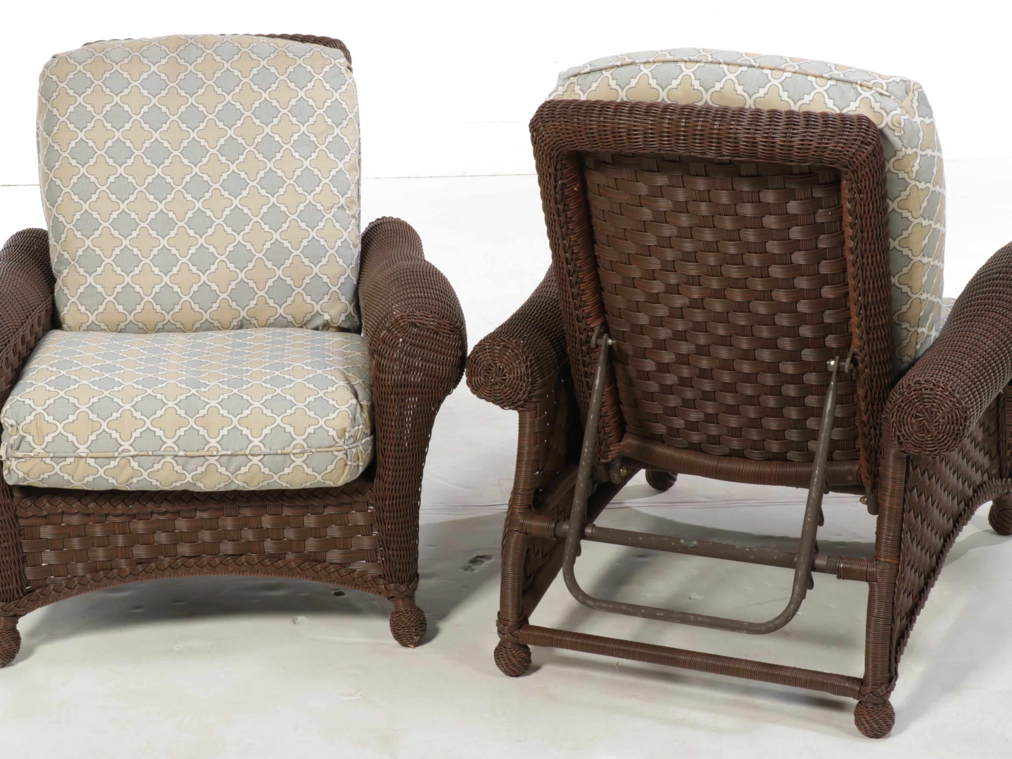 Summer Classics PE Rattan Patio Chairs with Two Cast Metal Accent Tables