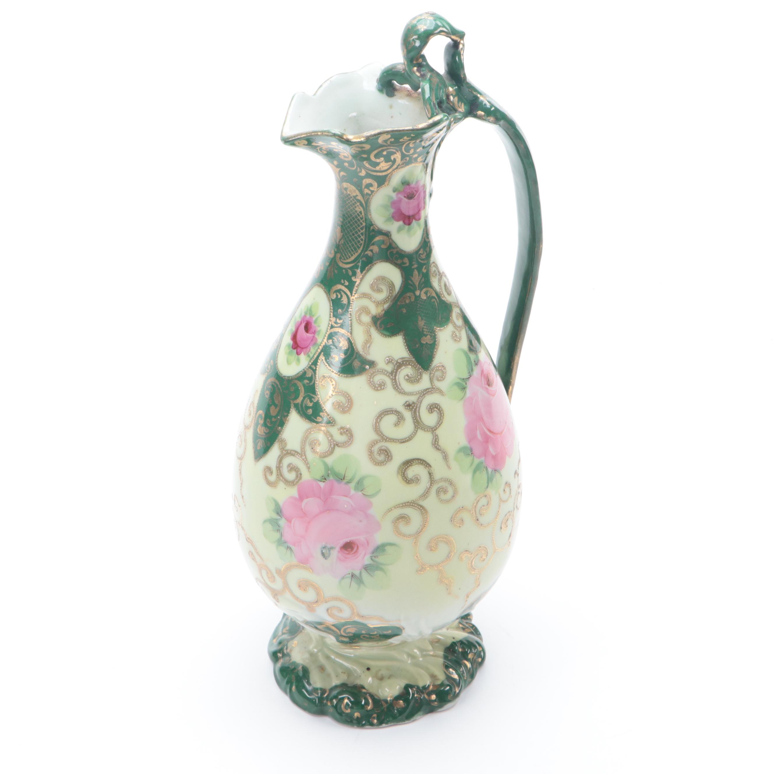 Hand-Painted Porcelain Pitcher, Late 19th/Early 20th Century