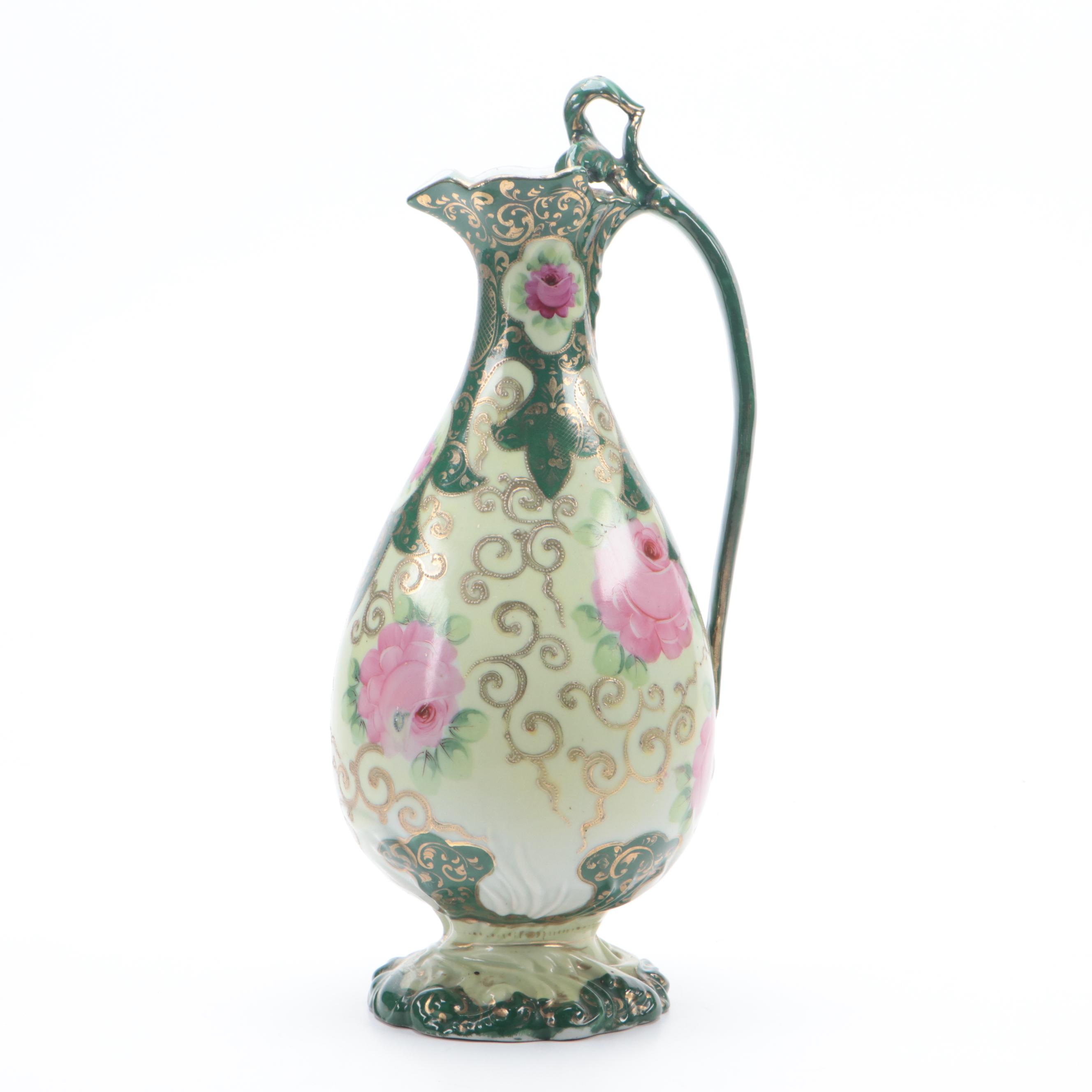 Hand-Painted Porcelain Pitcher, Late 19th/Early 20th Century