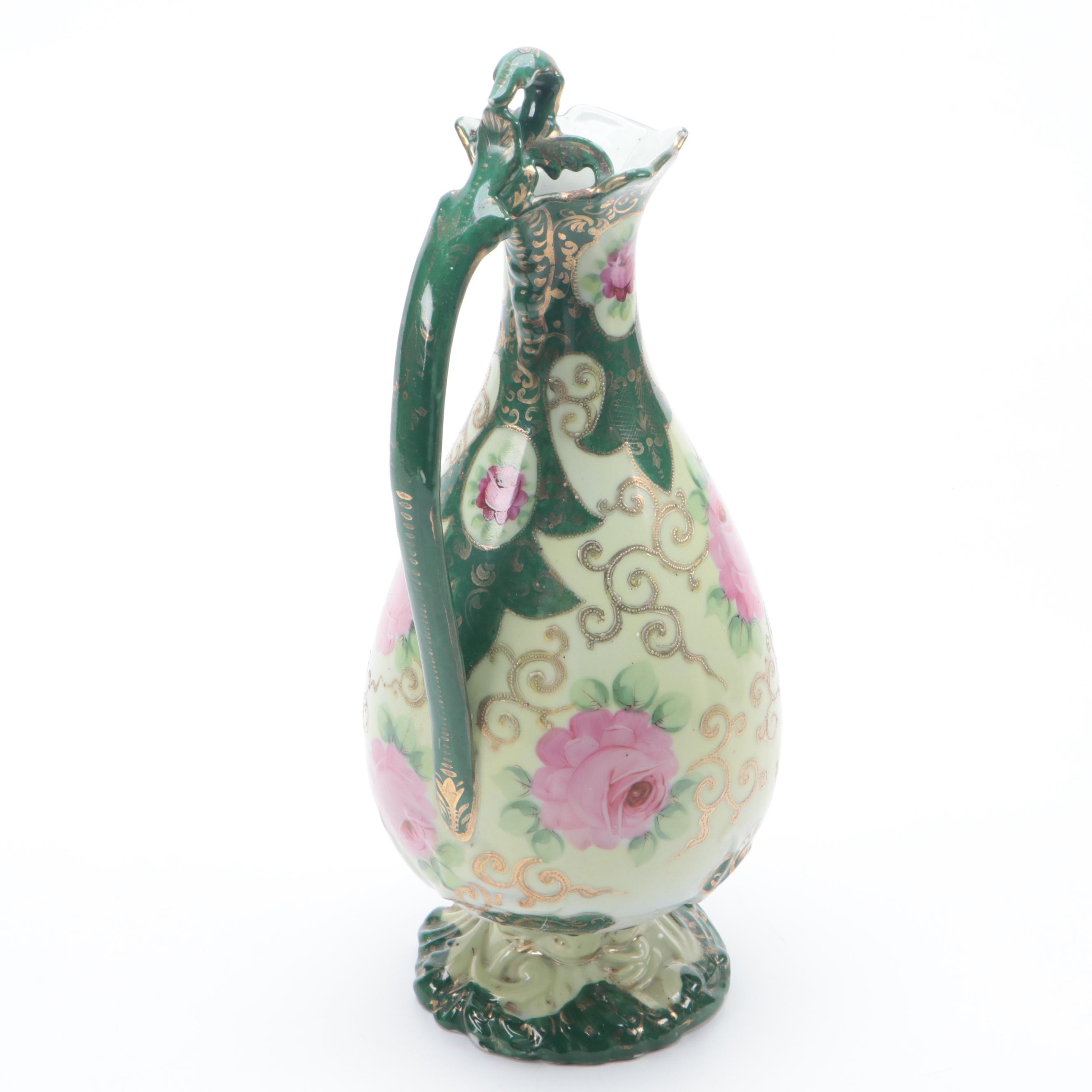 Hand-Painted Porcelain Pitcher, Late 19th/Early 20th Century