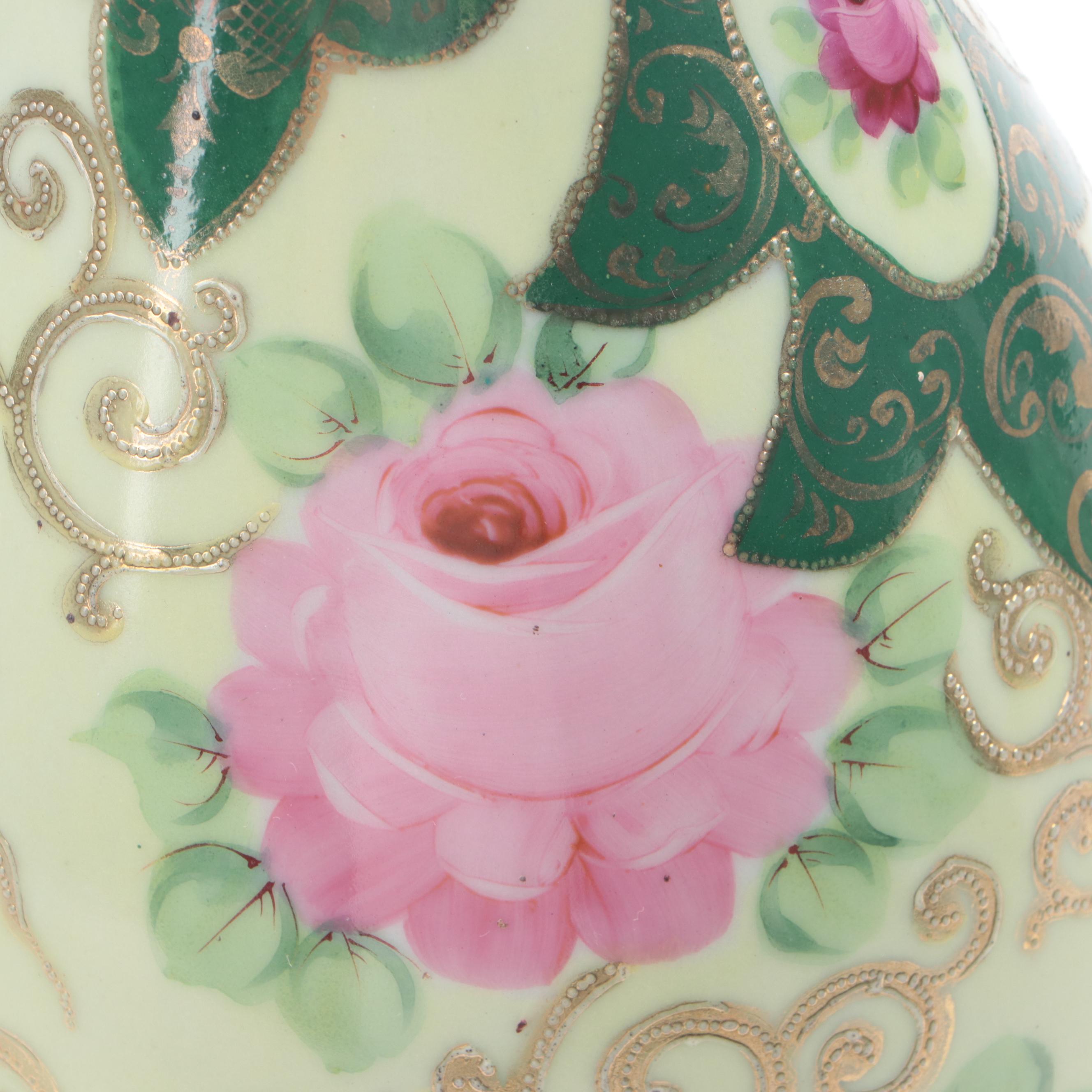 Hand-Painted Porcelain Pitcher, Late 19th/Early 20th Century