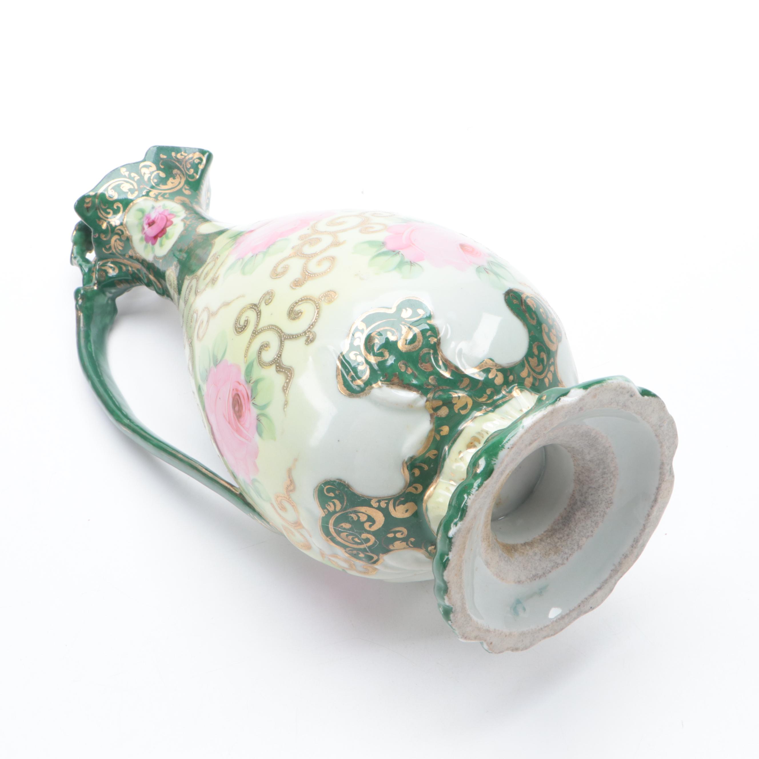 Hand-Painted Porcelain Pitcher, Late 19th/Early 20th Century