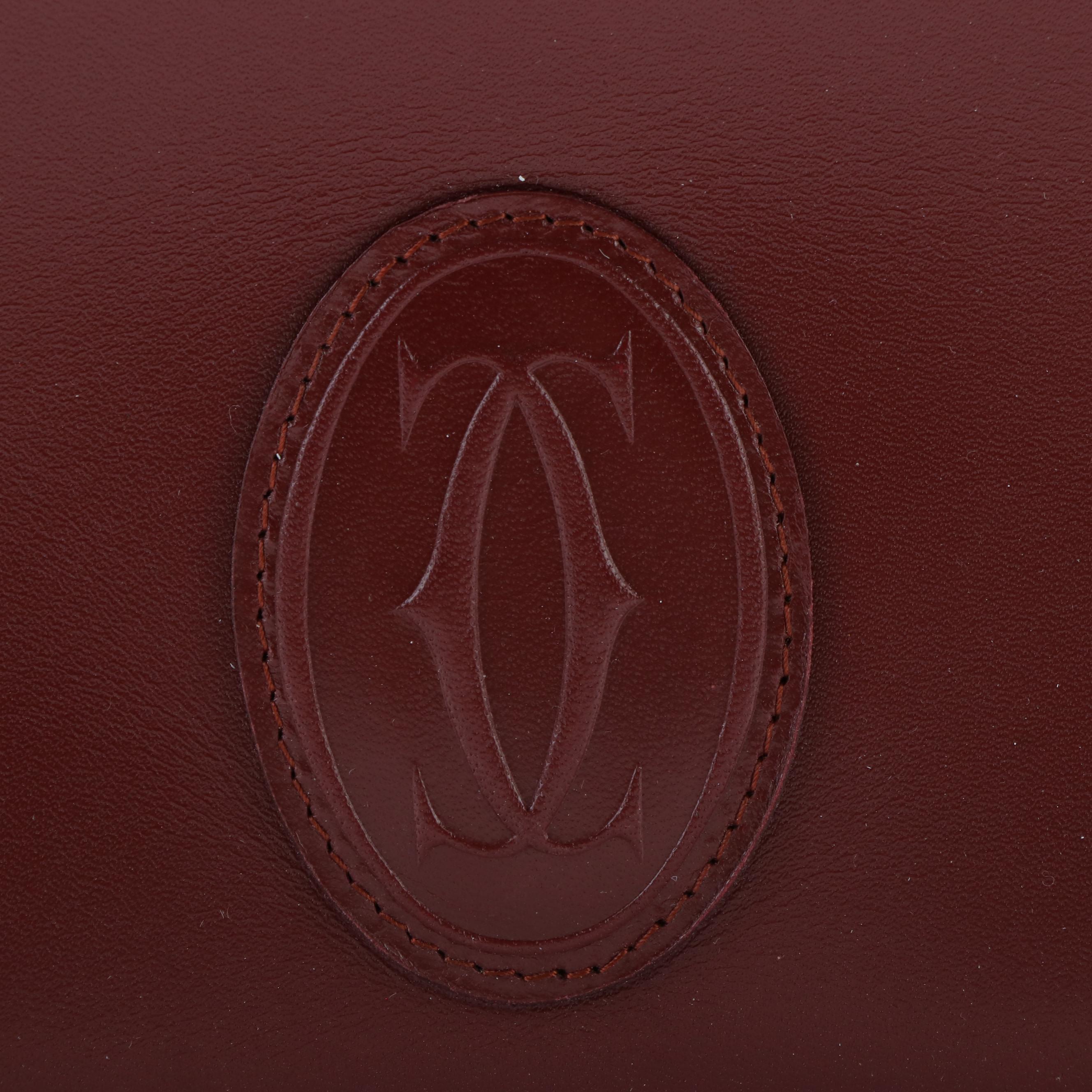 Cartier Burgundy Leather Wristlet Clutch with Box