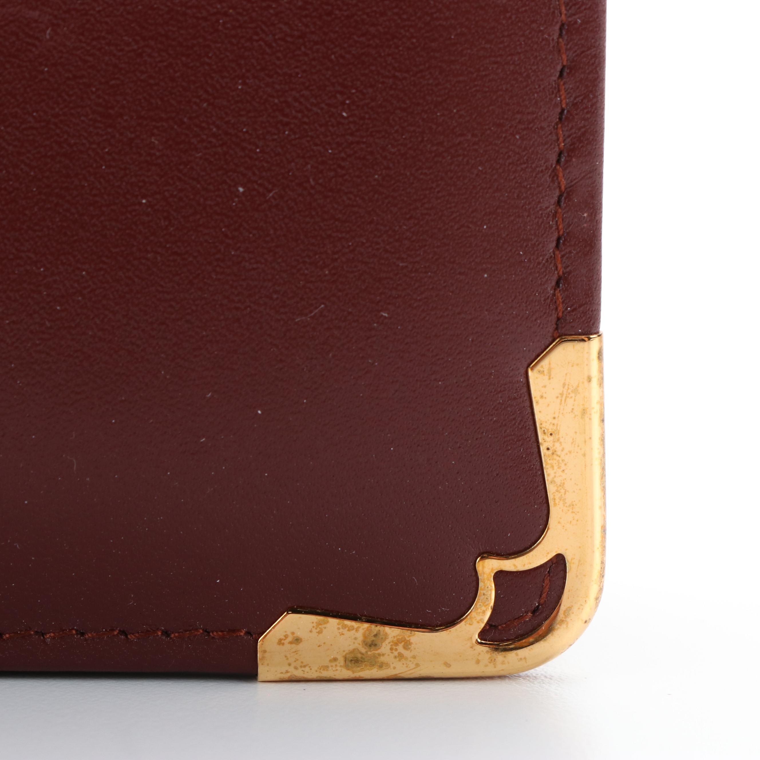 Cartier Burgundy Leather Wristlet Clutch with Box