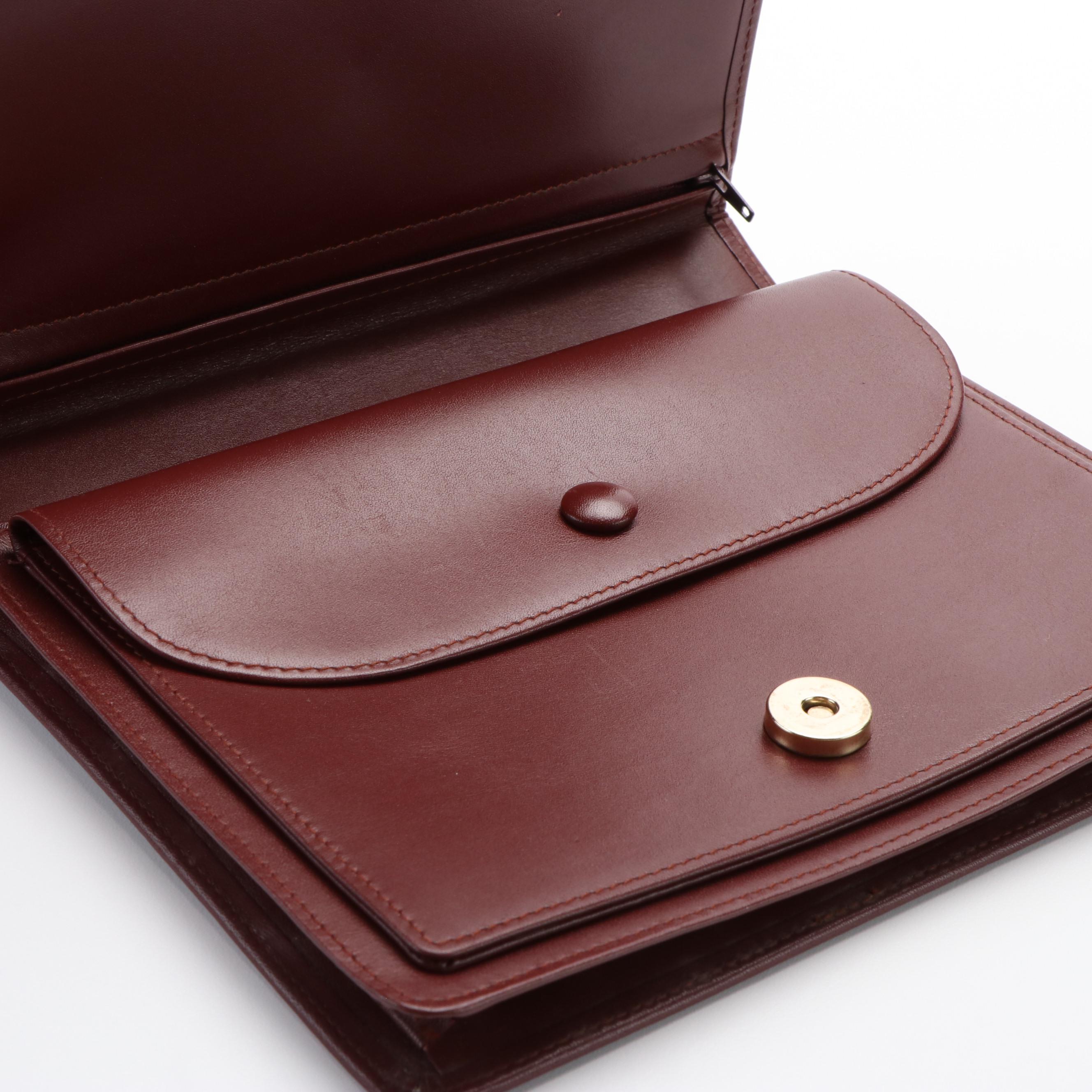 Cartier Burgundy Leather Wristlet Clutch with Box