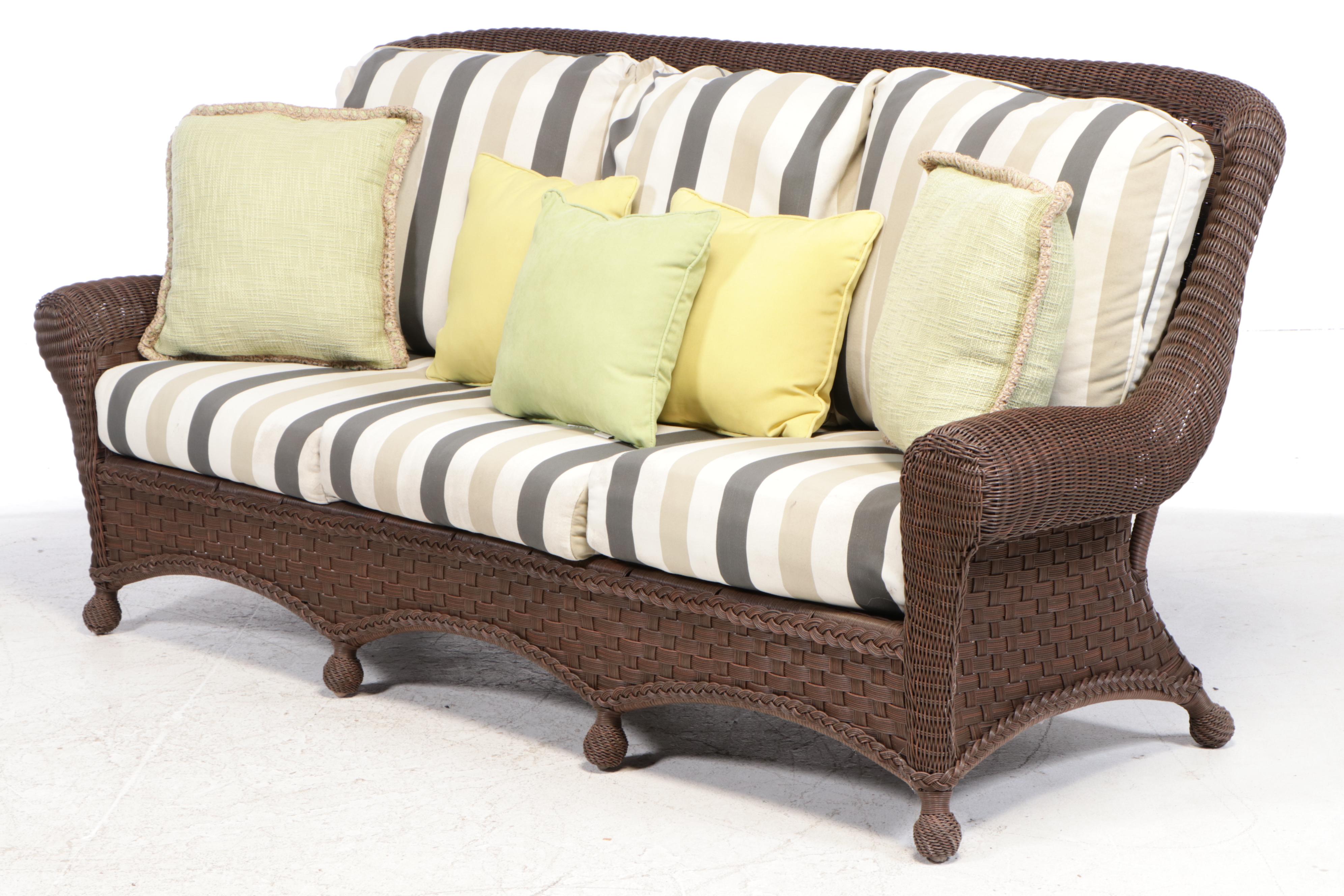 Faux Wicker Patio Sofa, Armchairs and Aluminum Tables