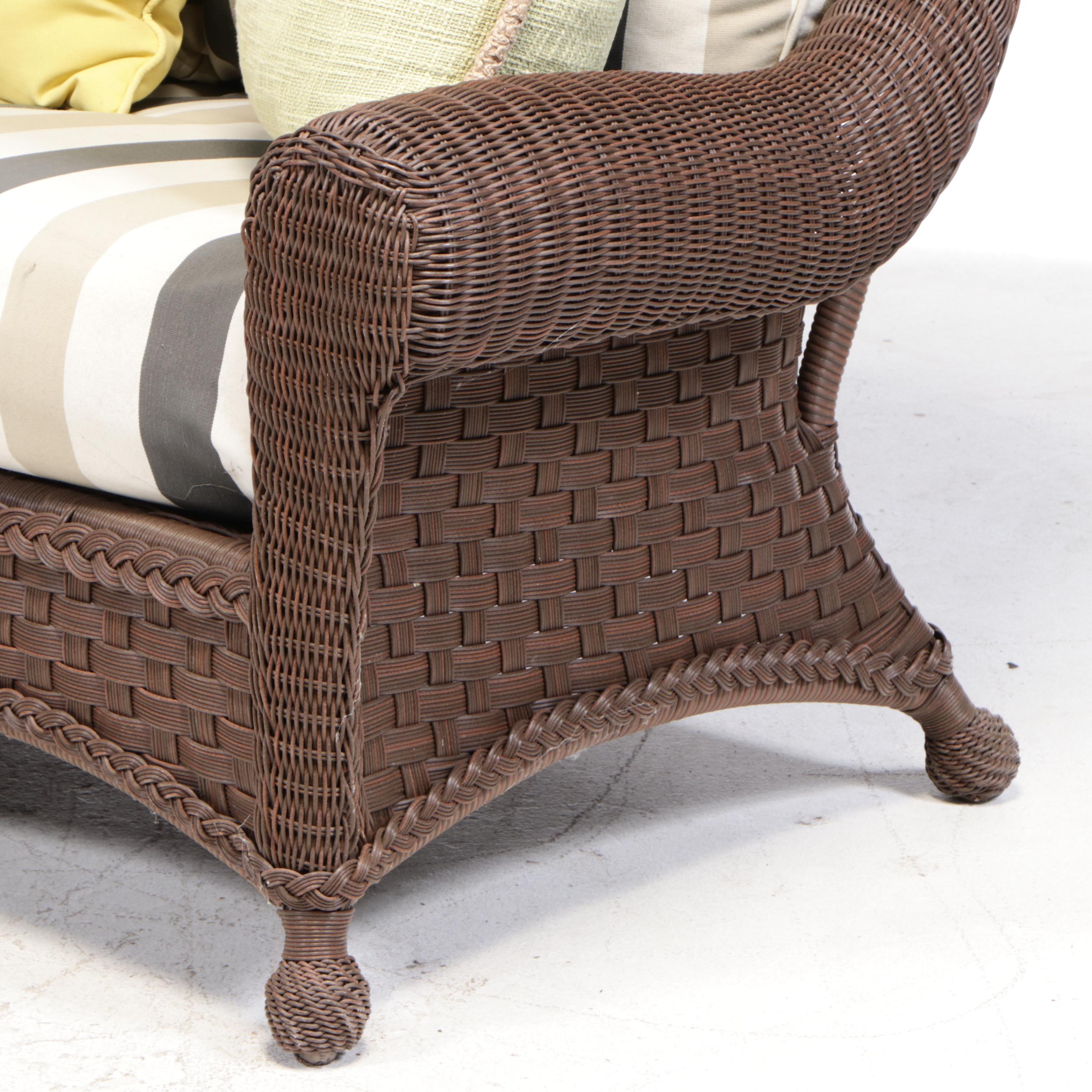 Faux Wicker Patio Sofa, Armchairs and Aluminum Tables