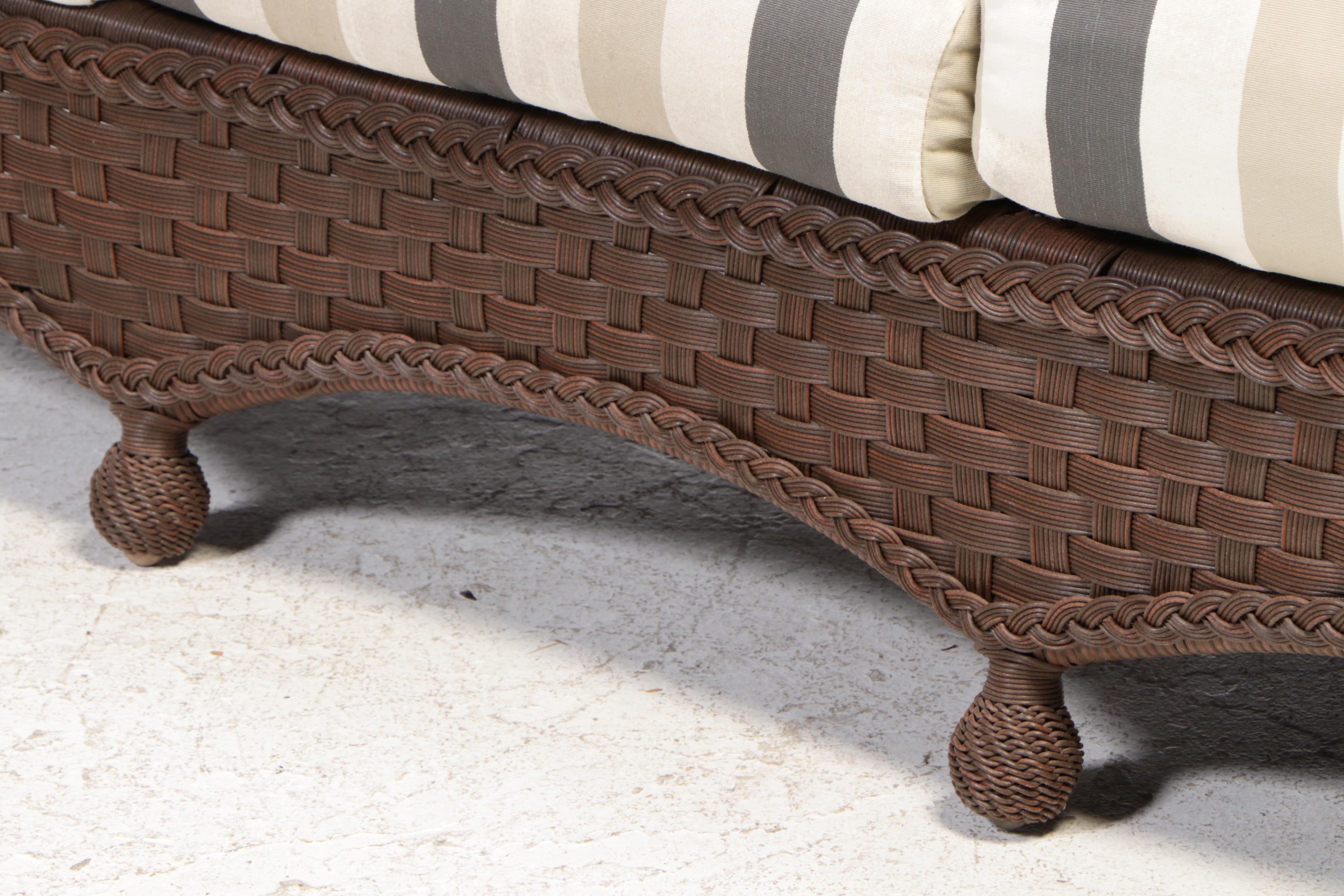 Faux Wicker Patio Sofa, Armchairs and Aluminum Tables