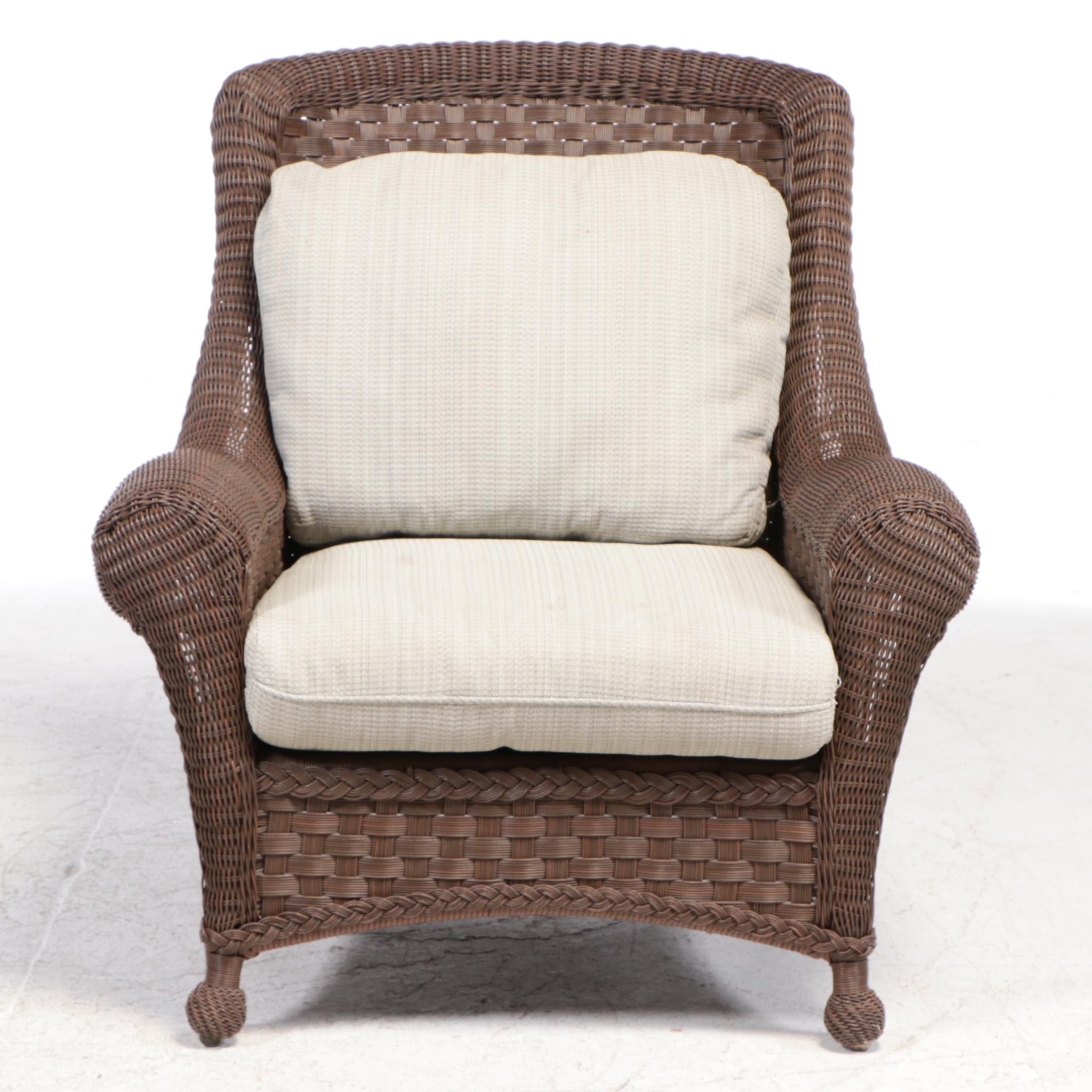 Faux Wicker Patio Sofa, Armchairs and Aluminum Tables