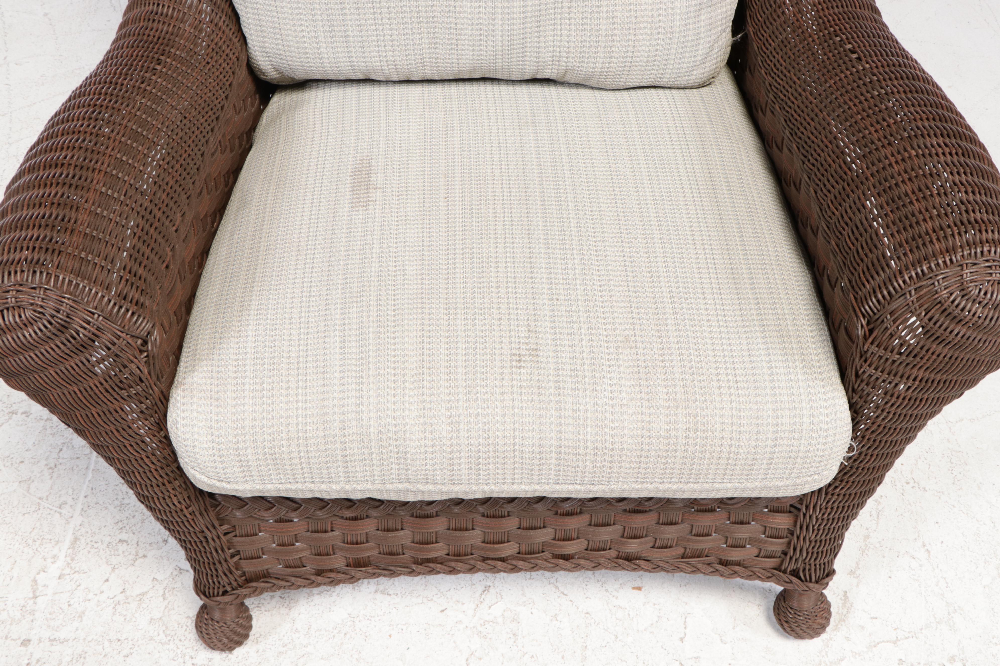 Faux Wicker Patio Sofa, Armchairs and Aluminum Tables