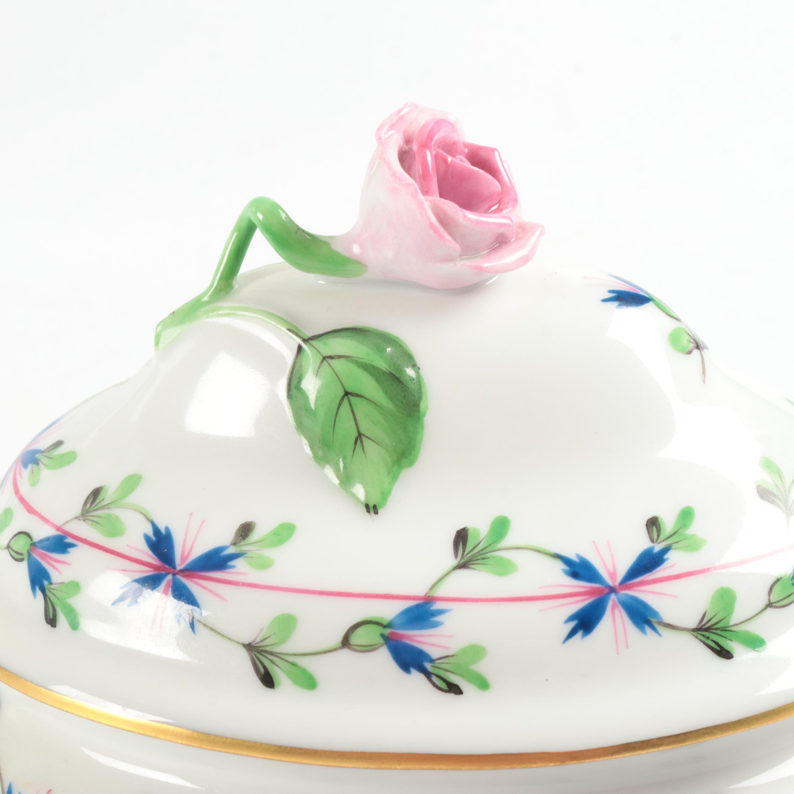 Herend Porcelain "Queen Victoria" Platter with Other Miniature Tureens