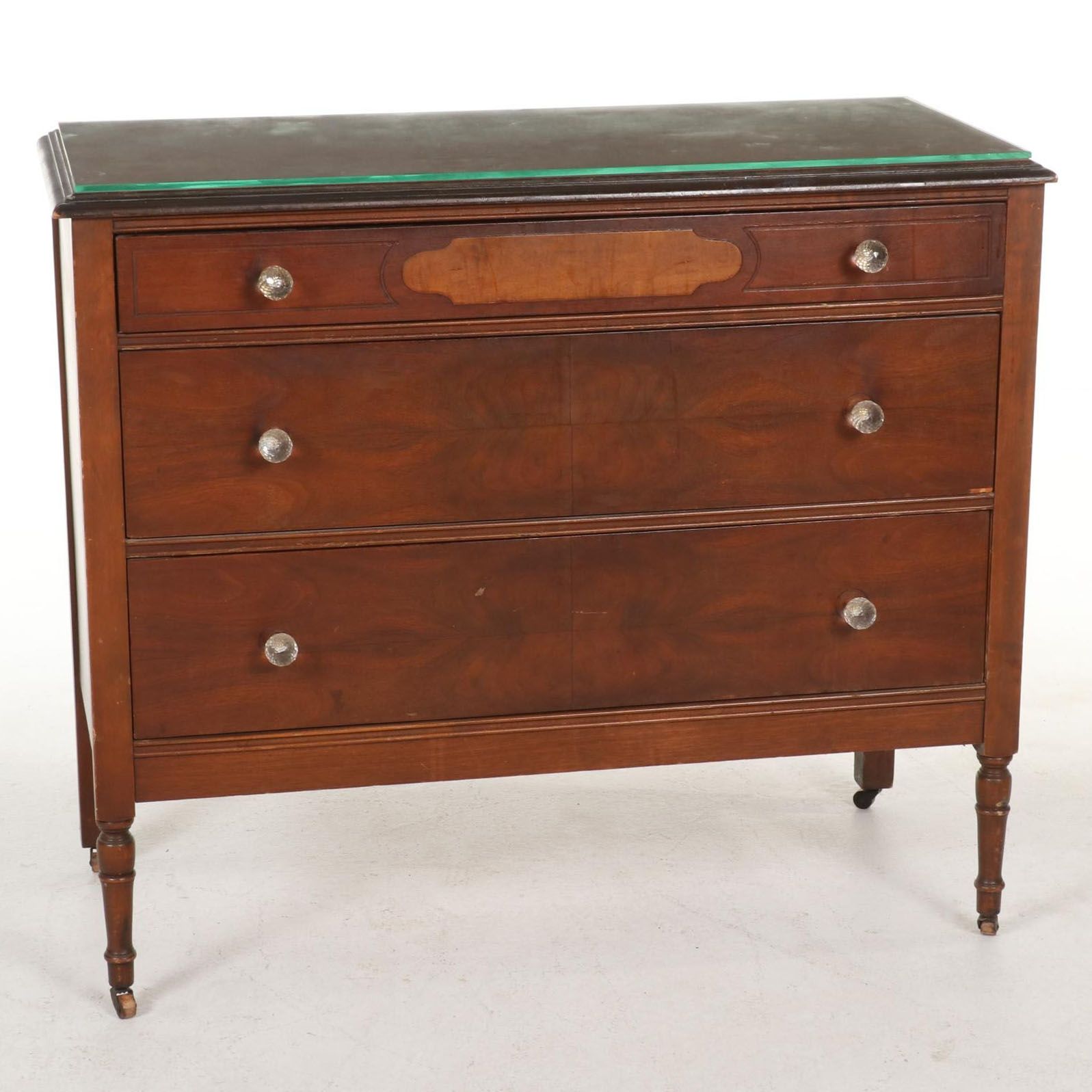 Three-Drawer Walnut Chest, Early 20th Century