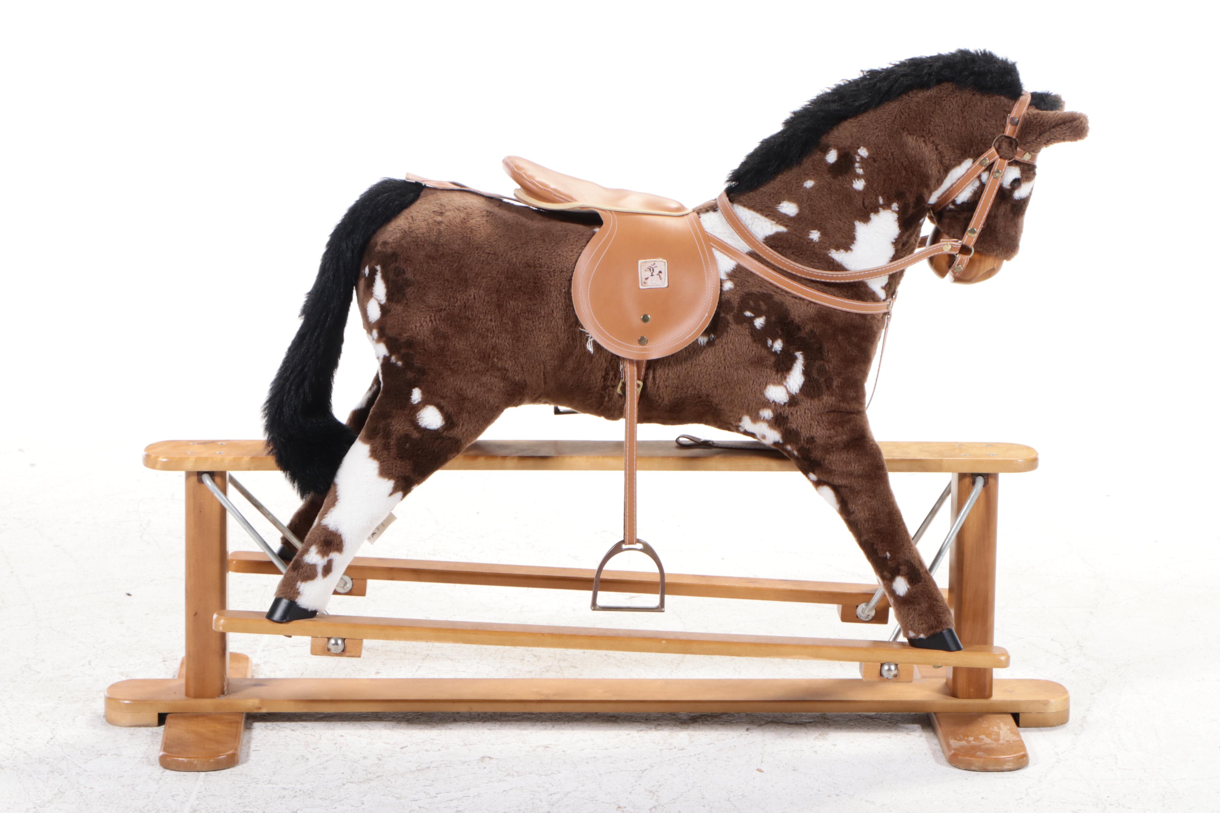Rocking Horse Depot Plush Rocking Horse on Hardwood Frame