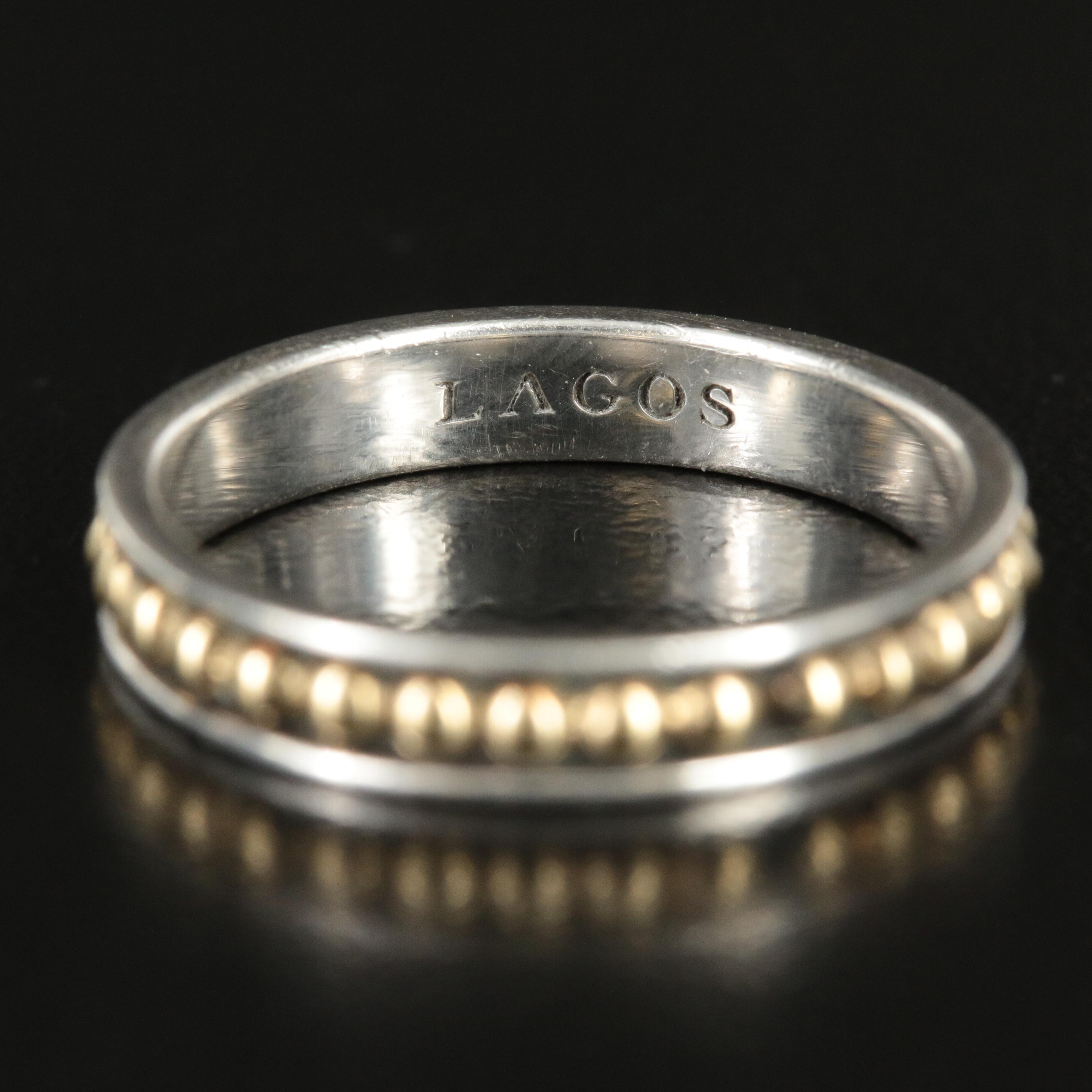 Lagos Sterling and 18K Stacking Ring
