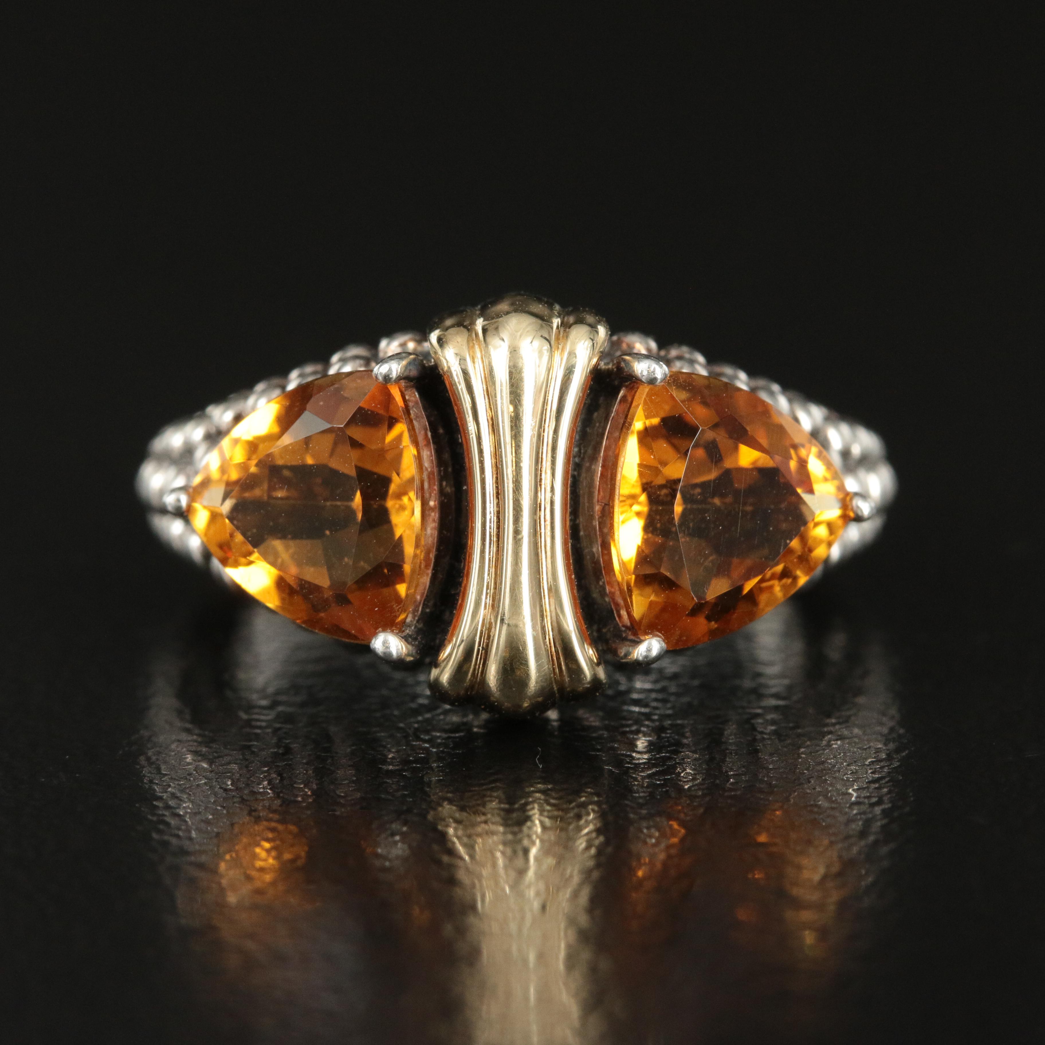 Lagos "Treasure Chest" Sterling, 18K and Citrine Ring
