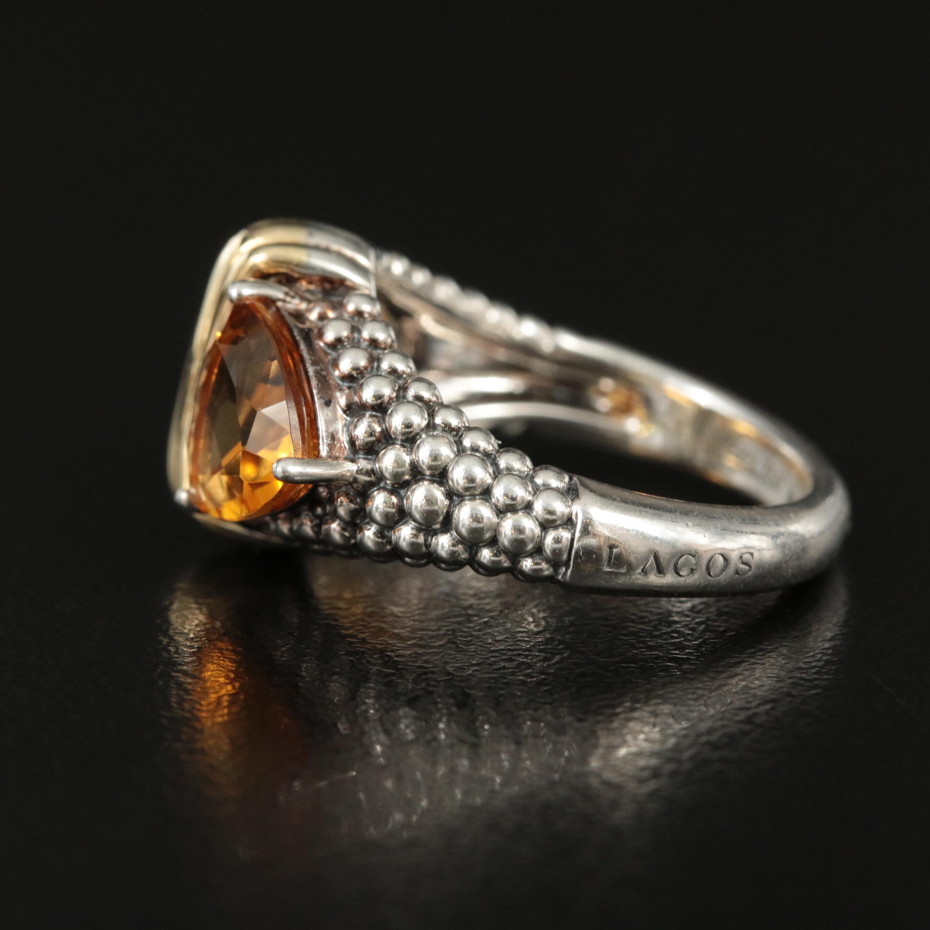 Lagos "Treasure Chest" Sterling, 18K and Citrine Ring