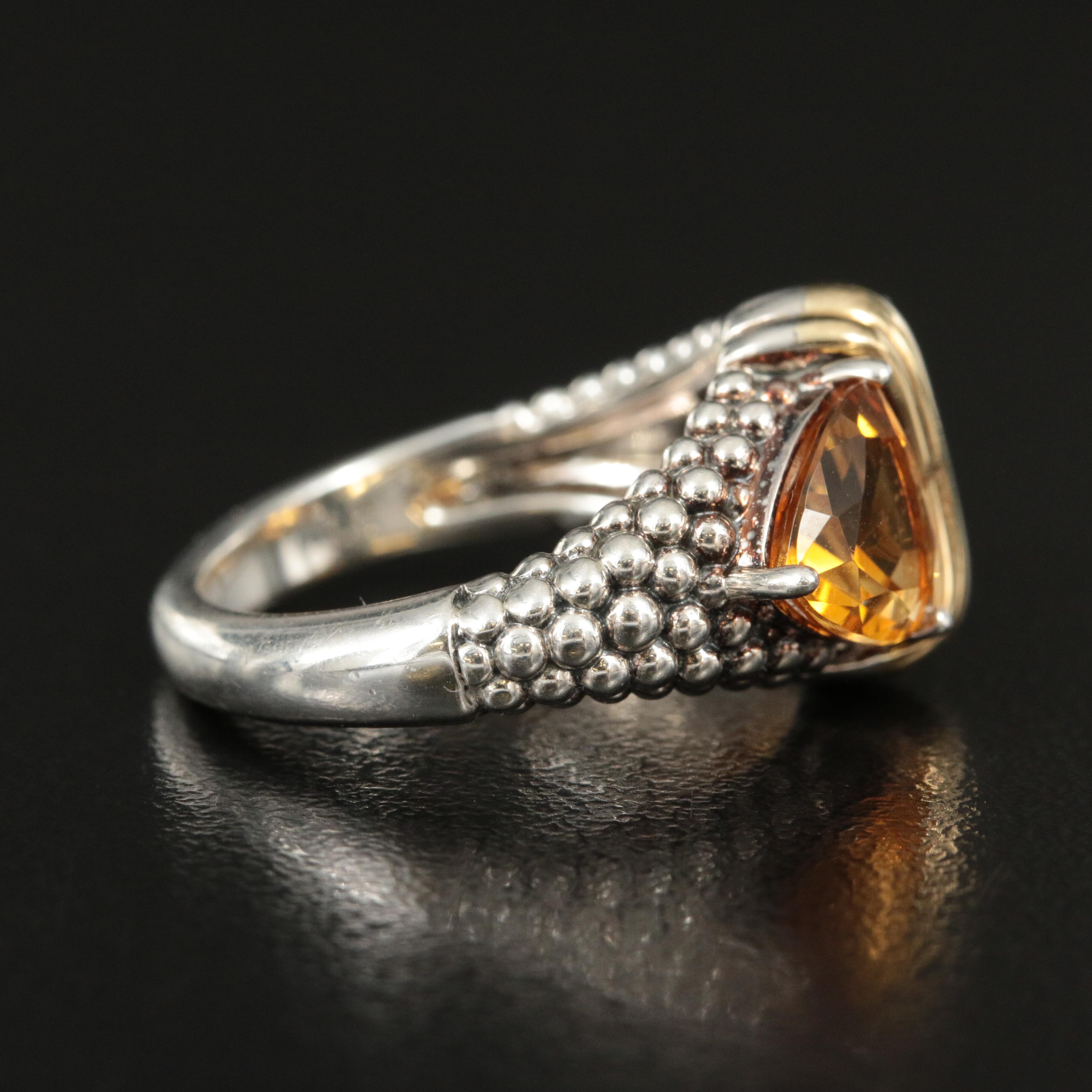 Lagos "Treasure Chest" Sterling, 18K and Citrine Ring