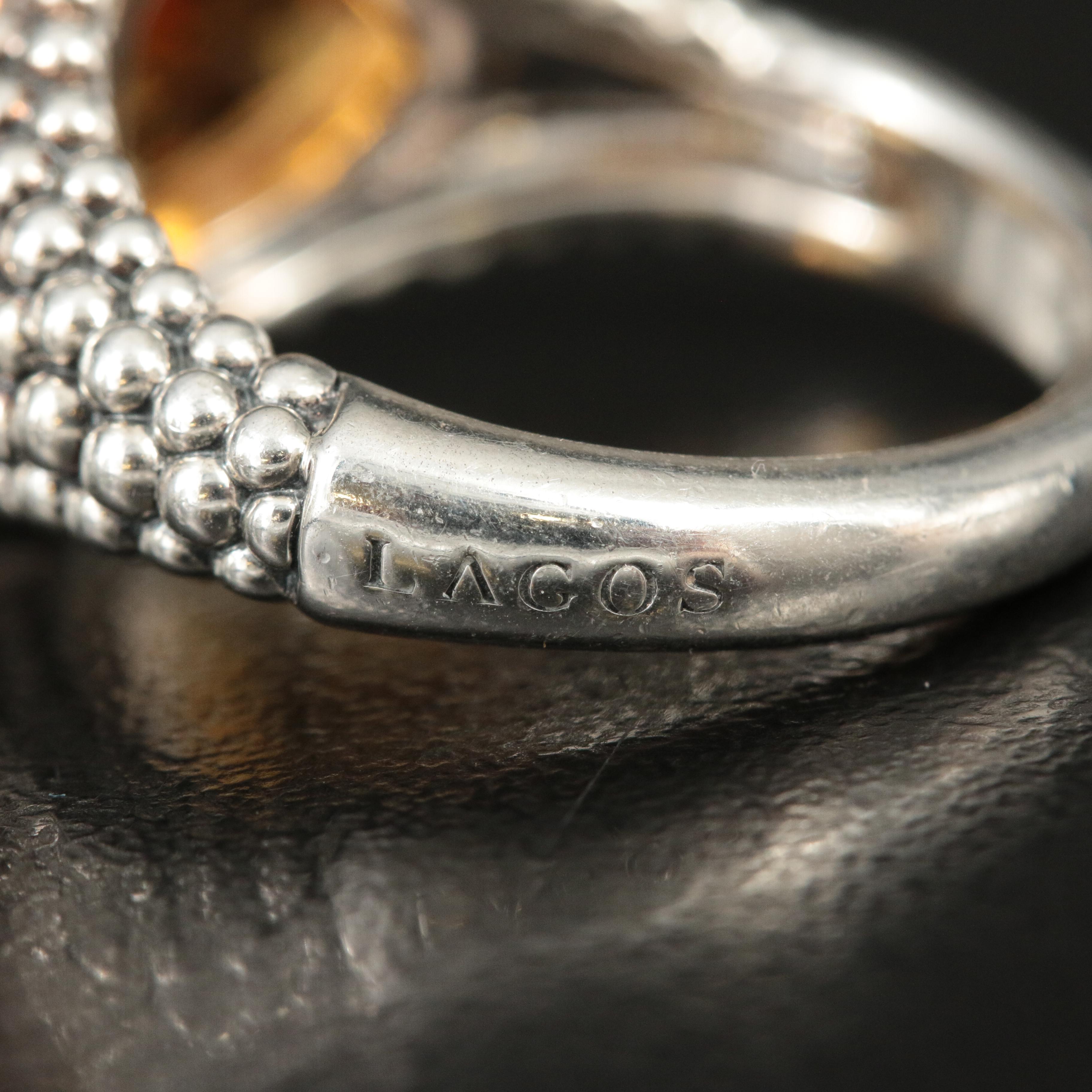 Lagos "Treasure Chest" Sterling, 18K and Citrine Ring