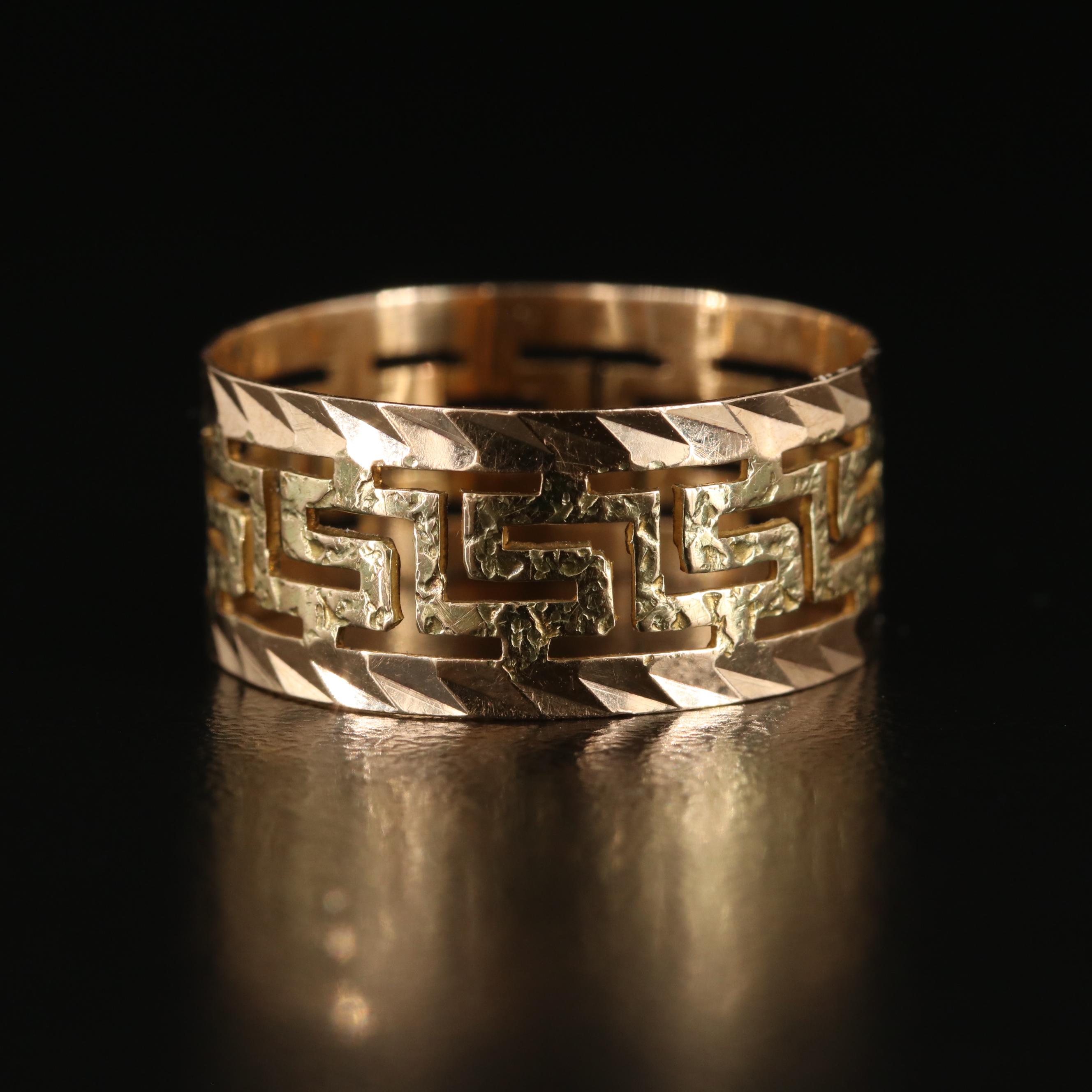 14K Greek Key Band