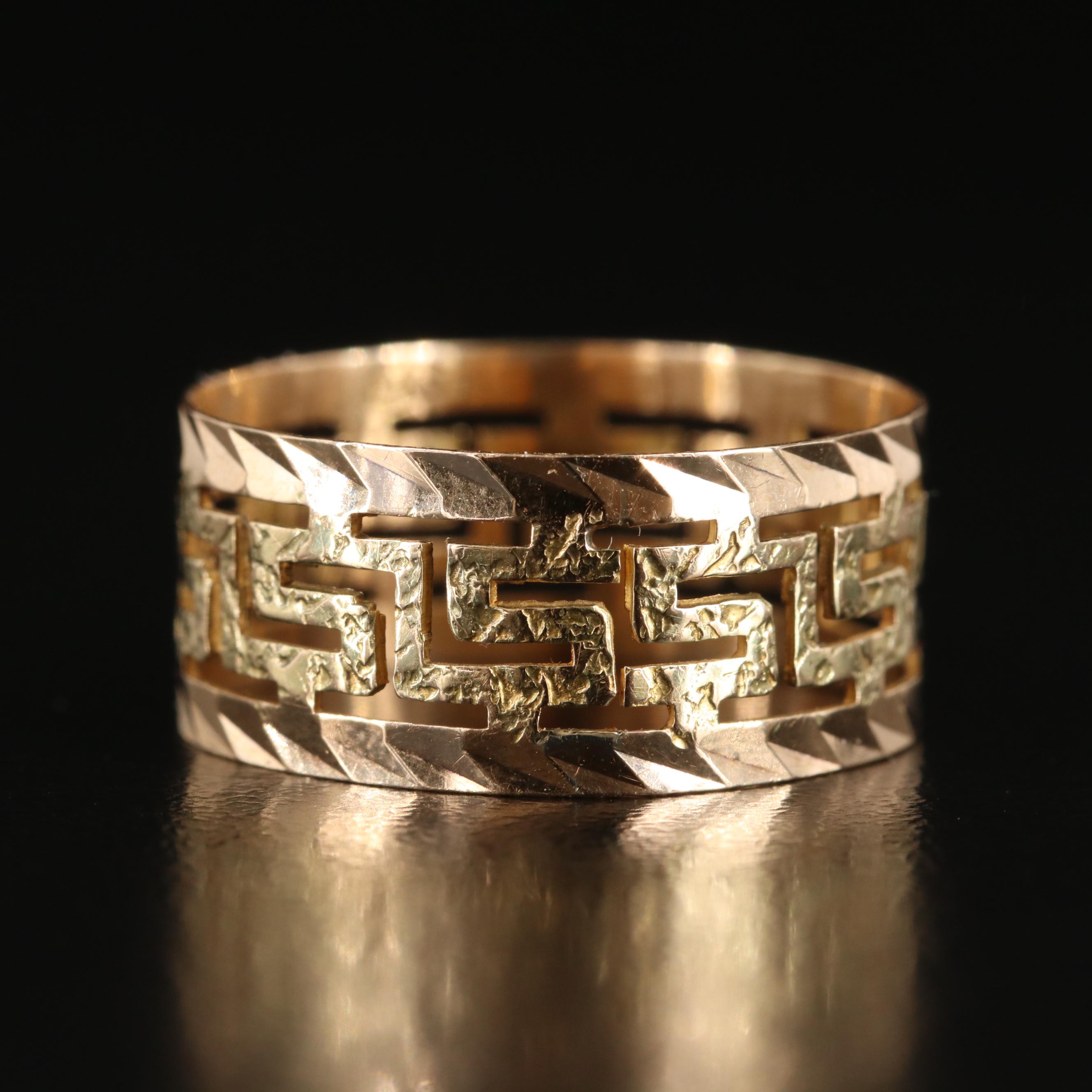 14K Greek Key Band