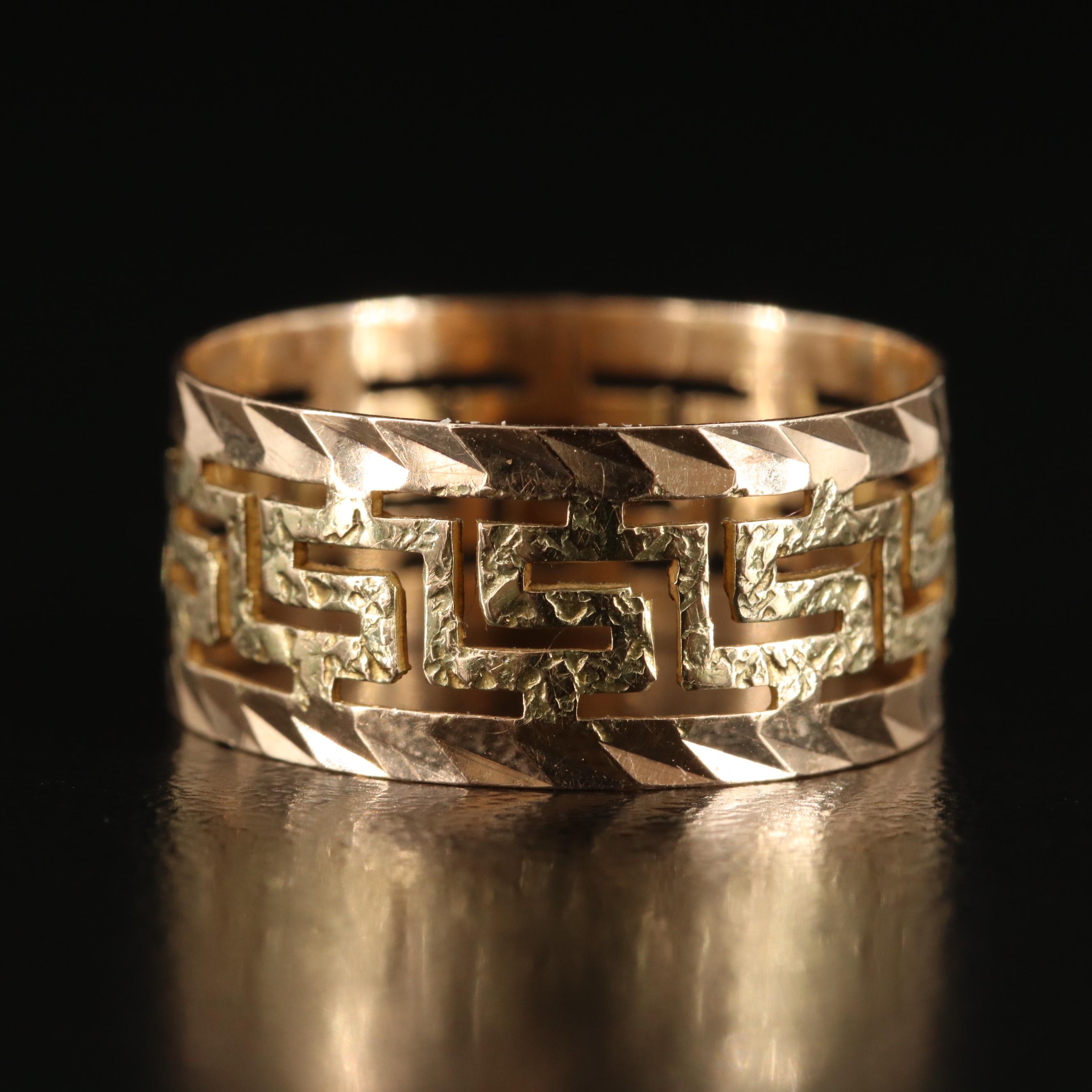 14K Greek Key Band