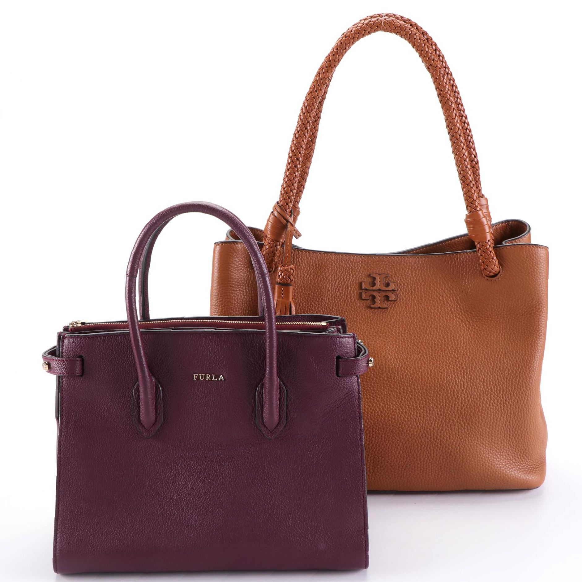 Tory Burch Grain Leather Shoulder Bag and Furla Grain Leather Two-Way Bag