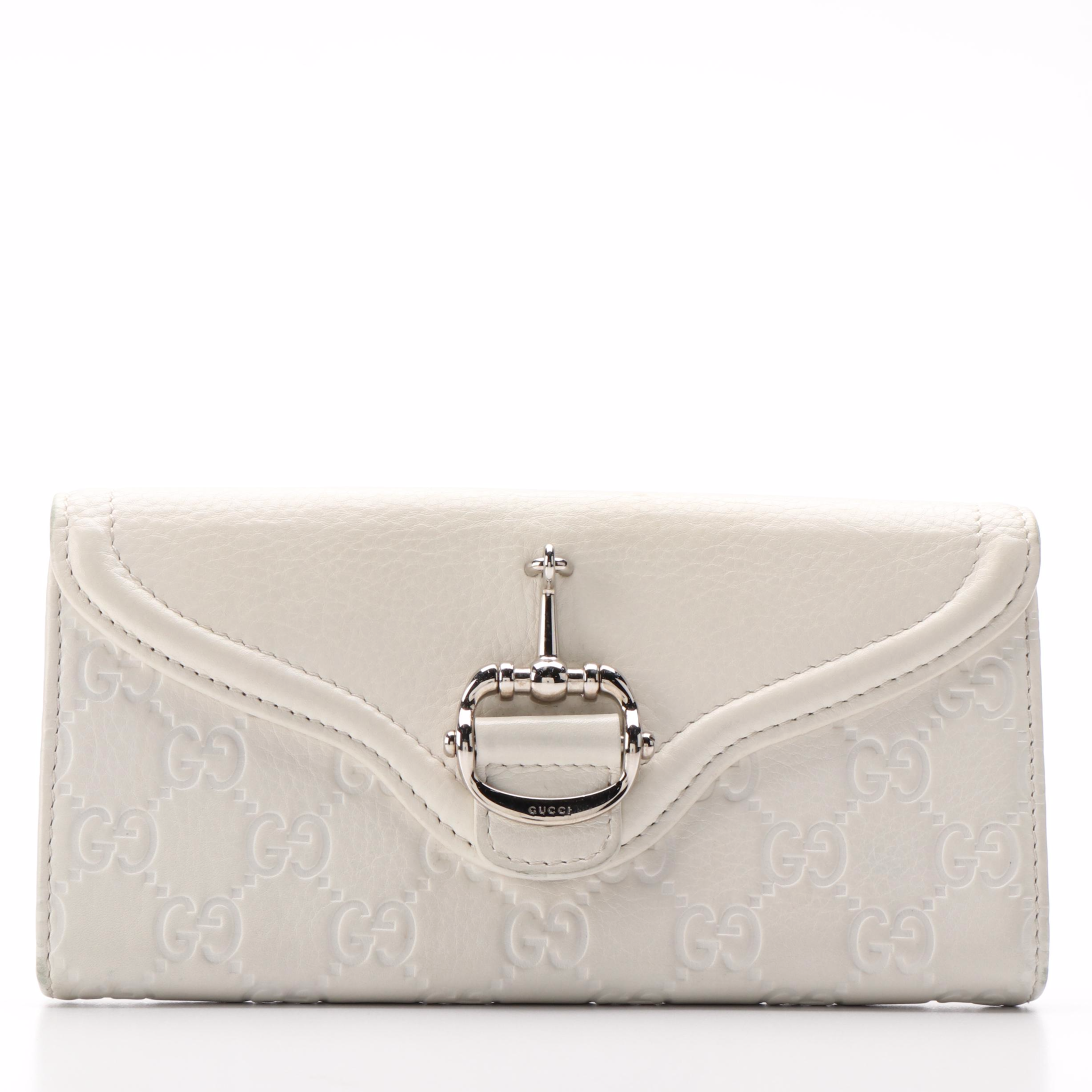 Gucci Long Wallet in White Guccissima Leather with Box