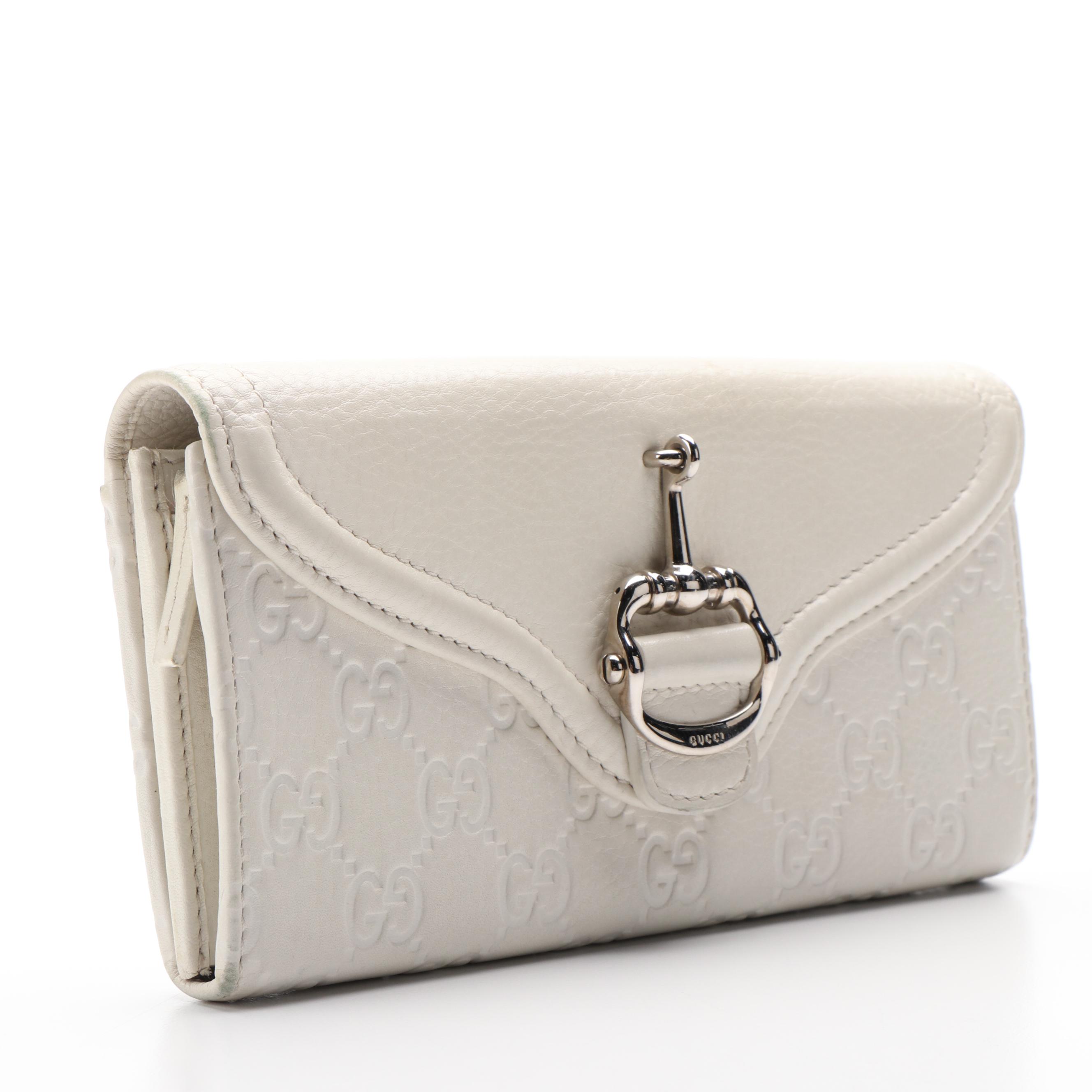 Gucci Long Wallet in White Guccissima Leather with Box