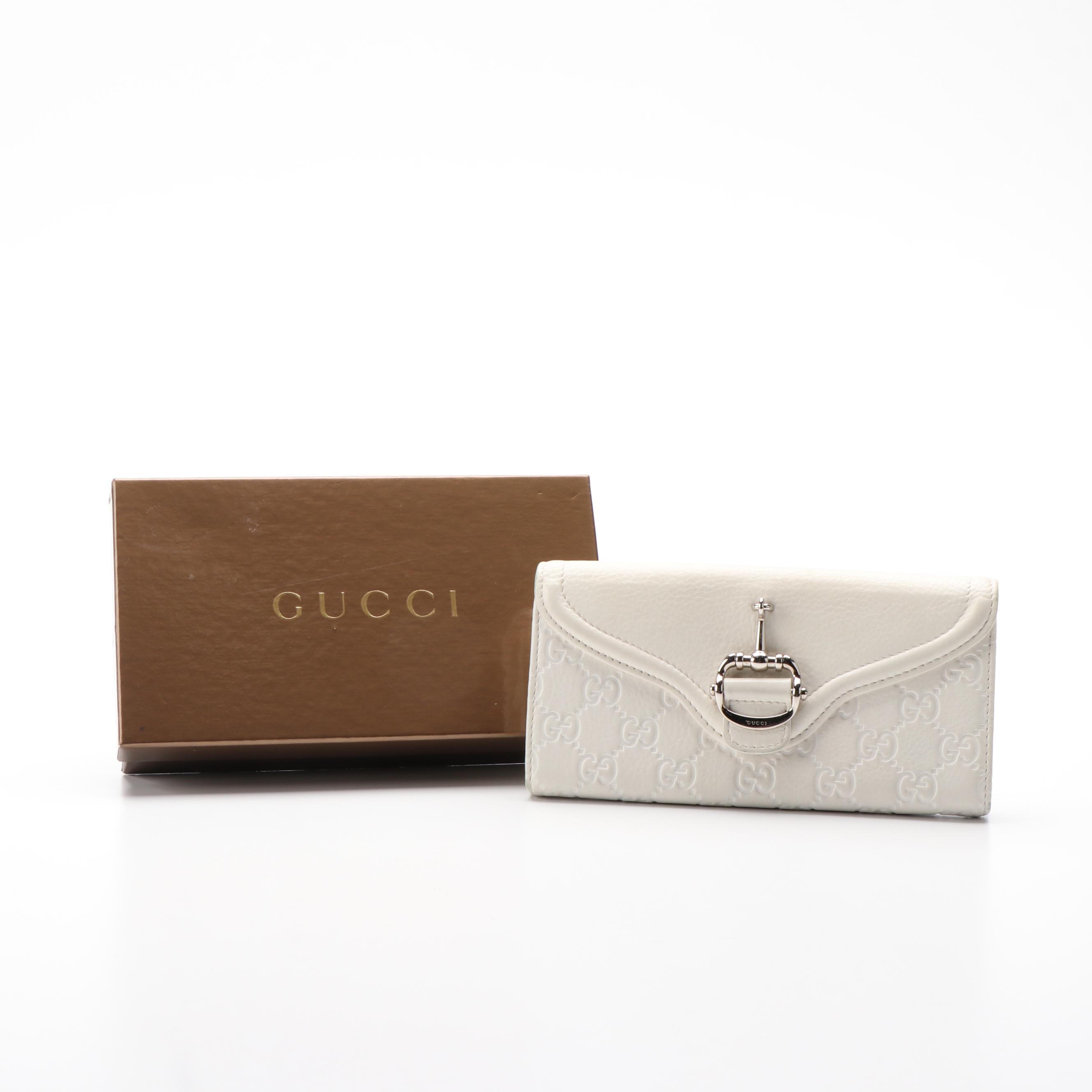 Gucci Long Wallet in White Guccissima Leather with Box