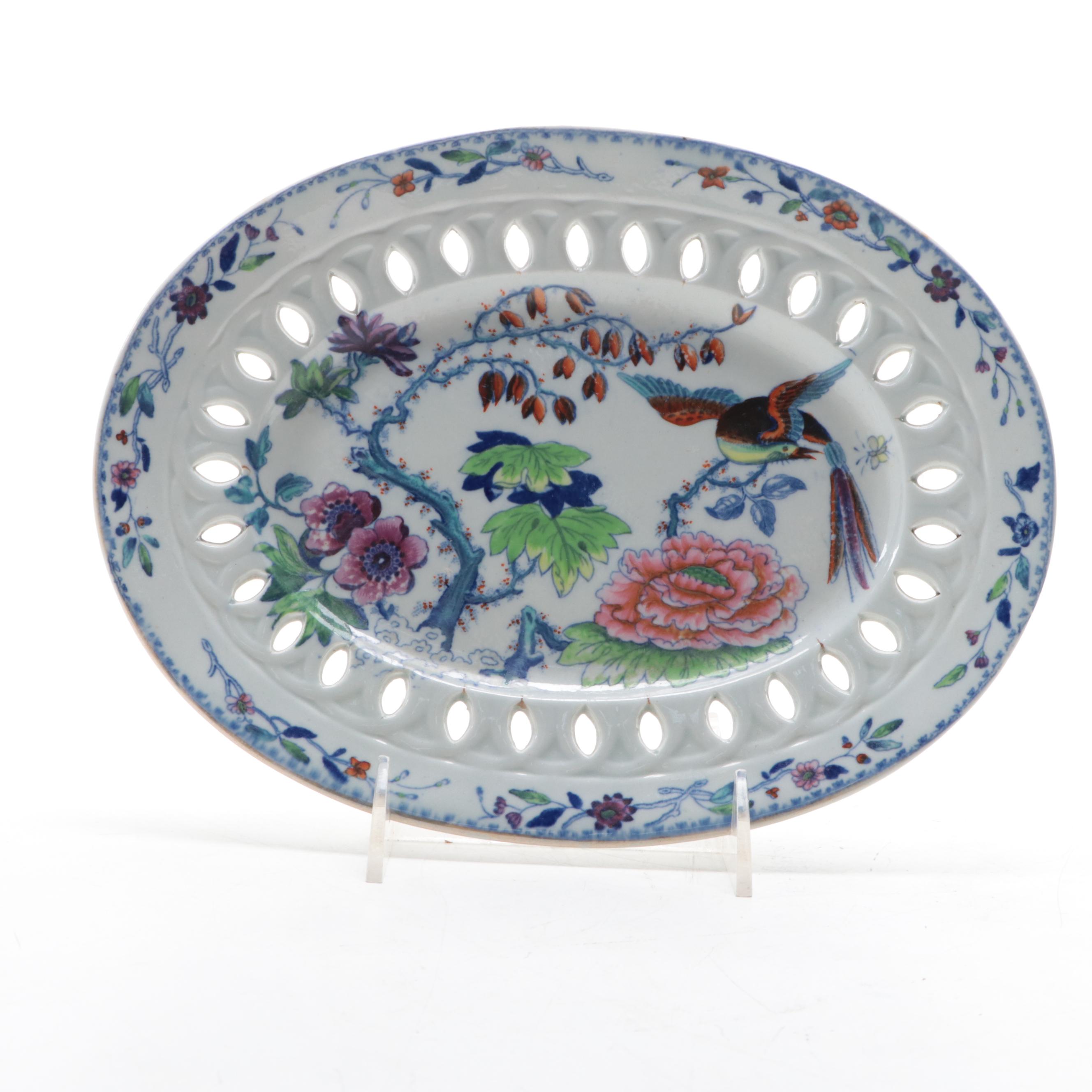 Davenport Stone China Reticulated Bowl and Underplate