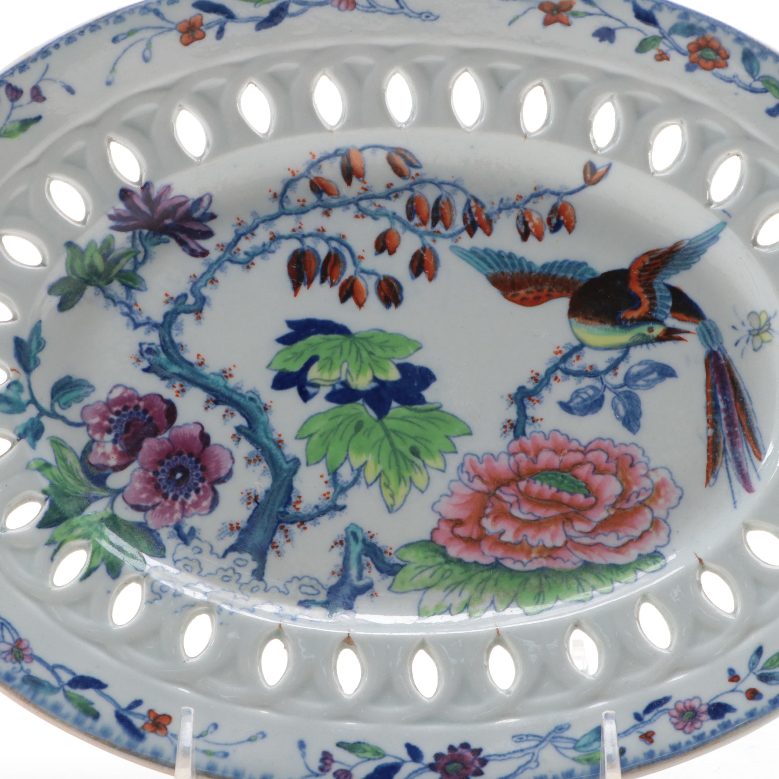 Davenport Stone China Reticulated Bowl and Underplate