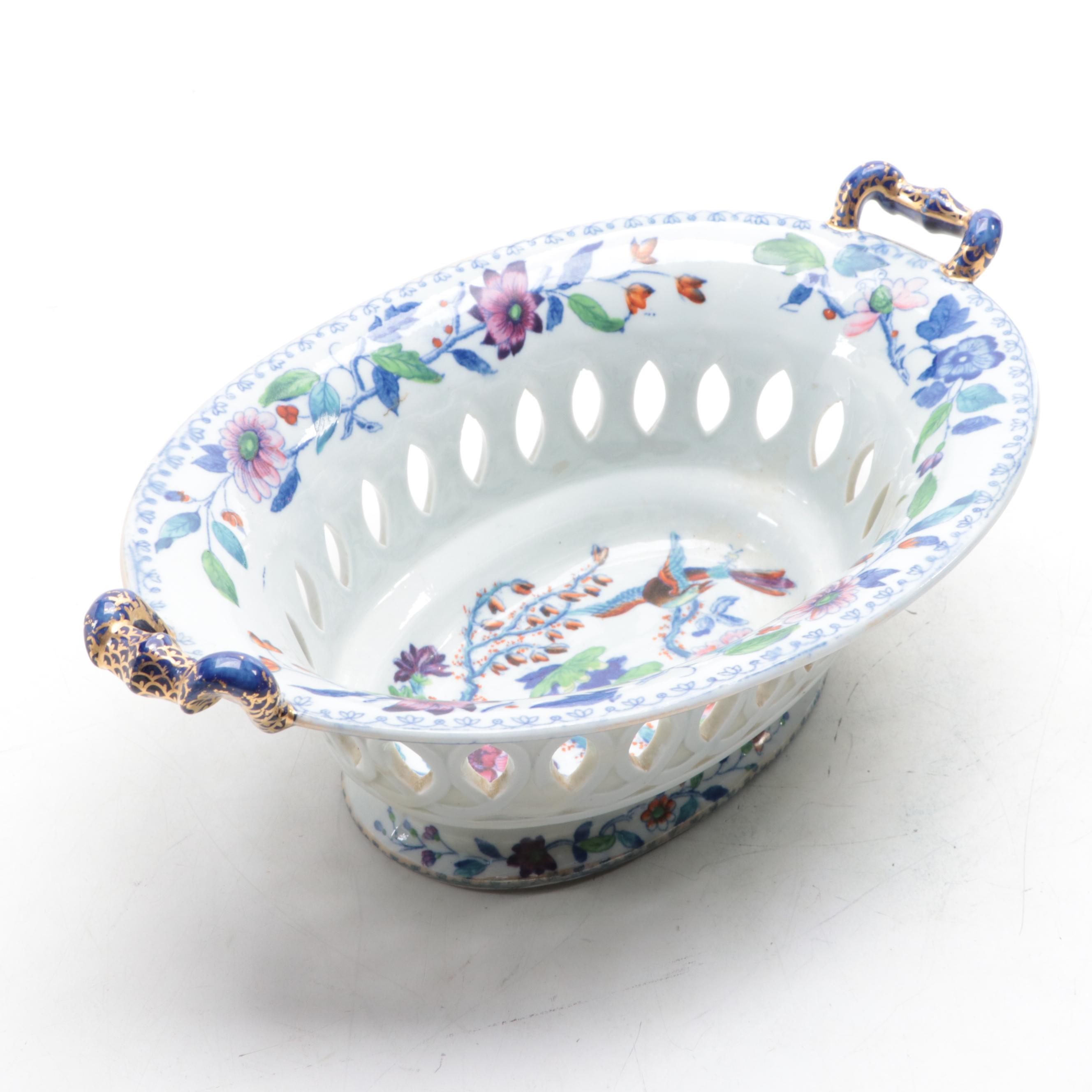 Davenport Stone China Reticulated Bowl and Underplate