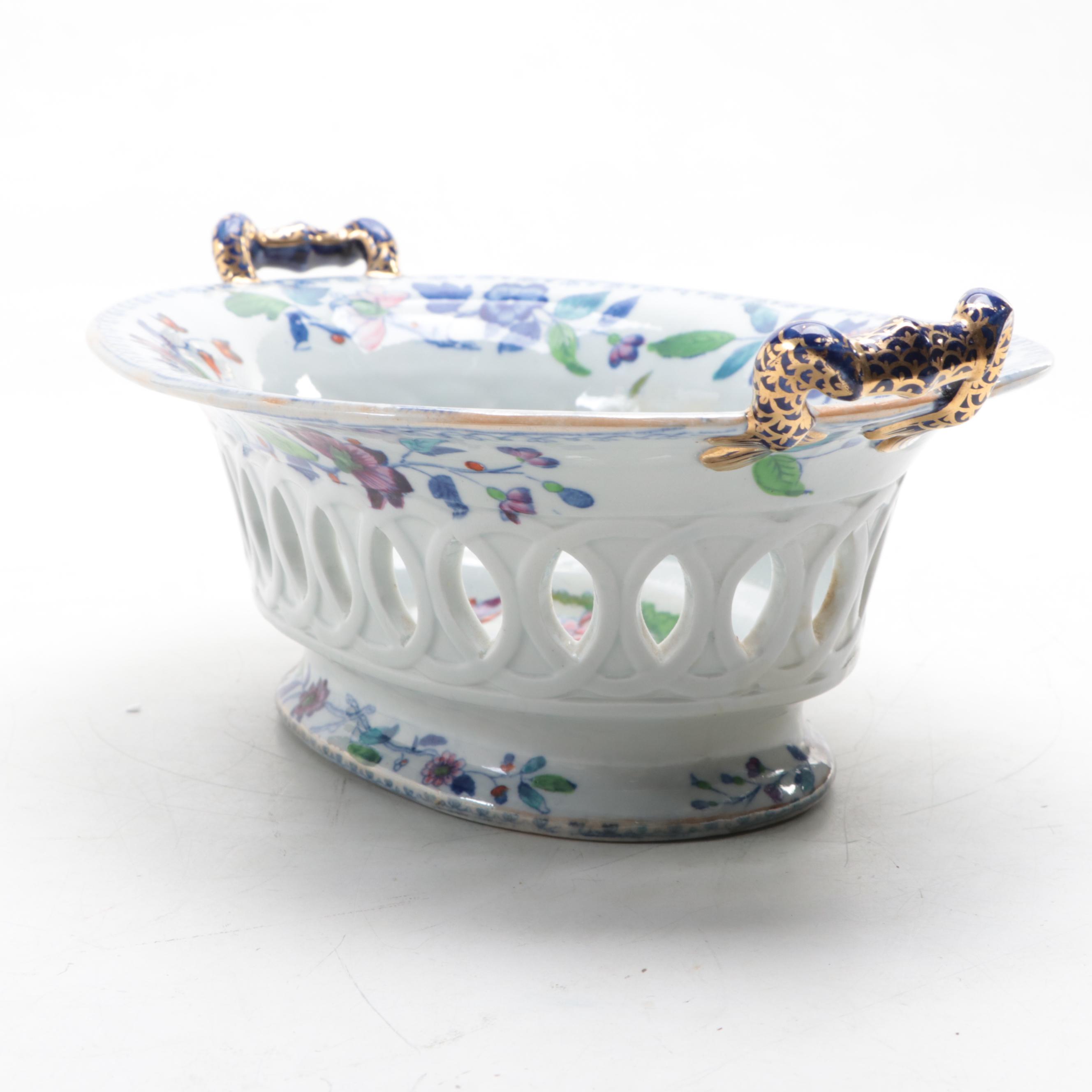 Davenport Stone China Reticulated Bowl and Underplate