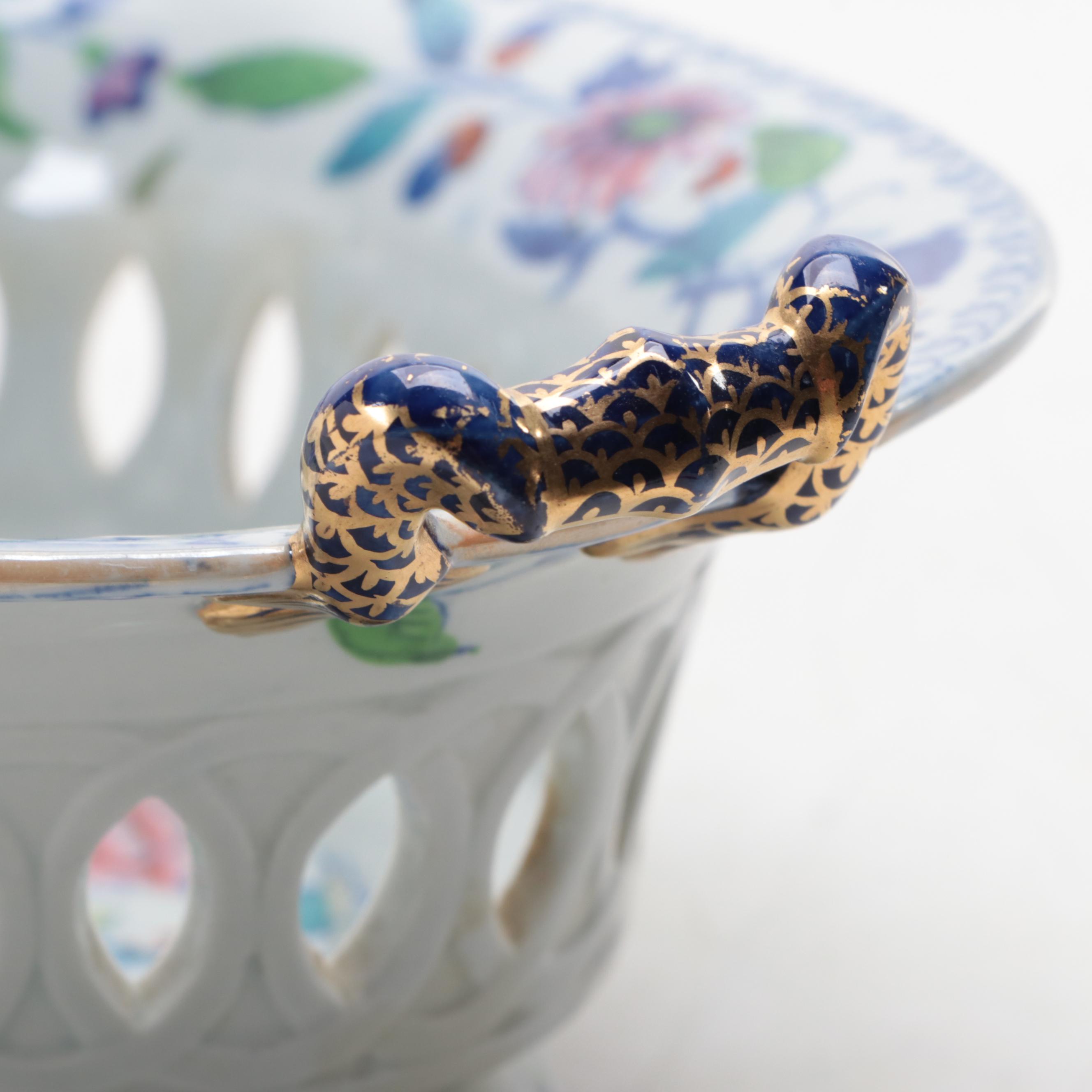 Davenport Stone China Reticulated Bowl and Underplate