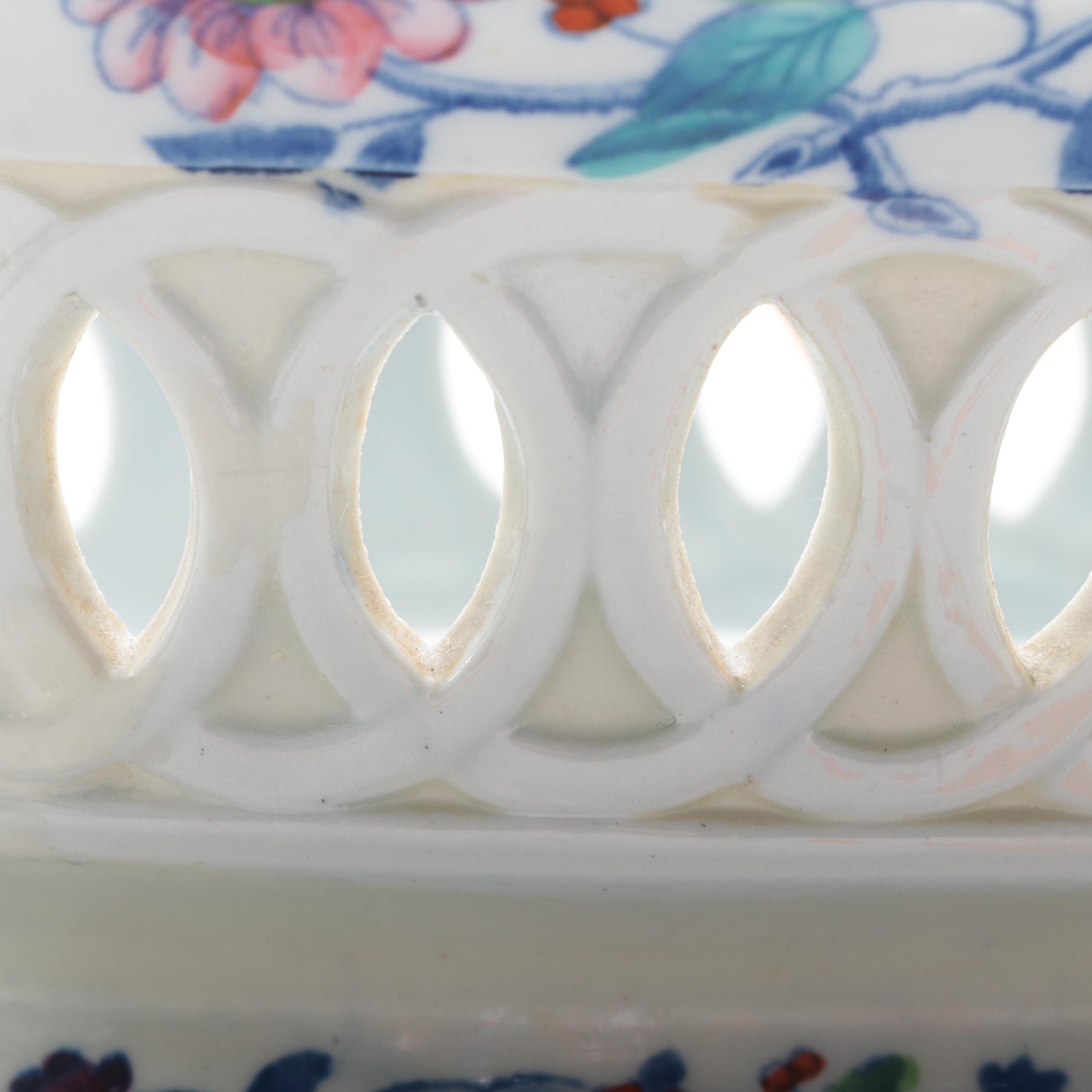 Davenport Stone China Reticulated Bowl and Underplate