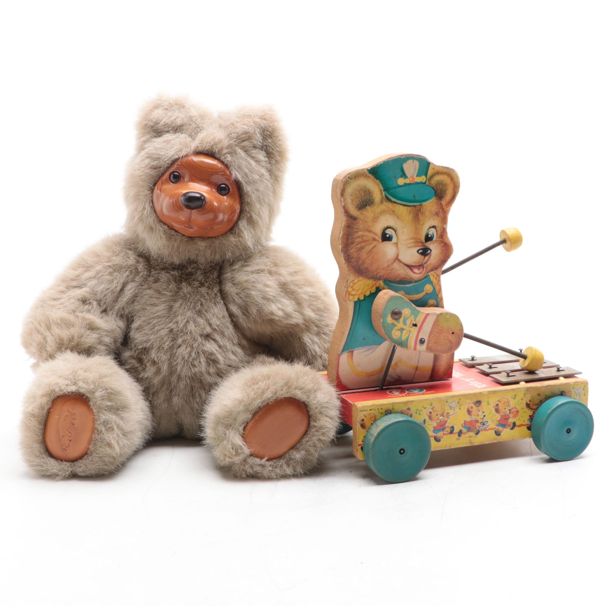 Fisher-Price Tiny Teddy Pull Toy with Raikes Bears Teddy Bear Doll