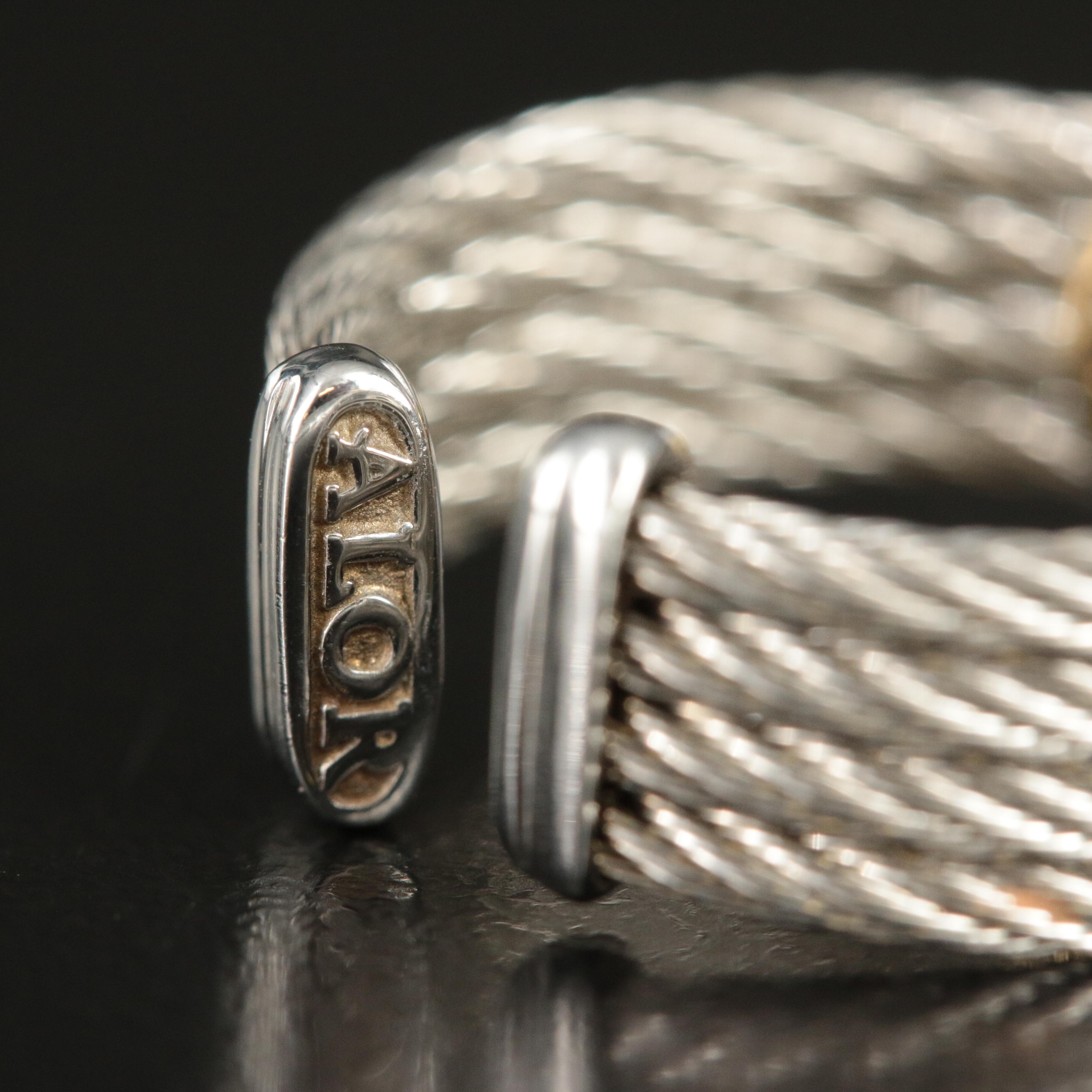 Alor Cable Ring with Open Circle Diamond Station and 18K Accent