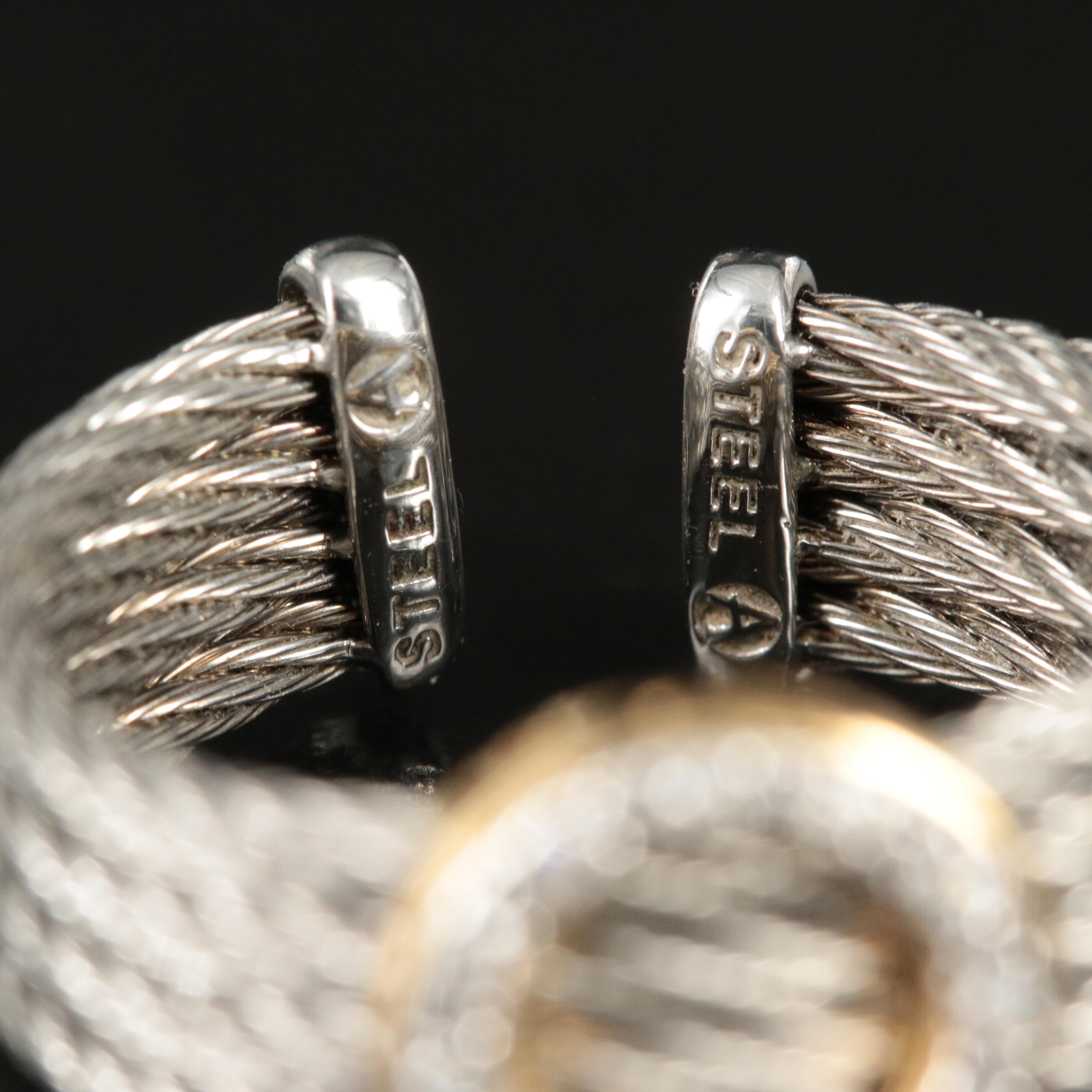Alor Cable Ring with Open Circle Diamond Station and 18K Accent