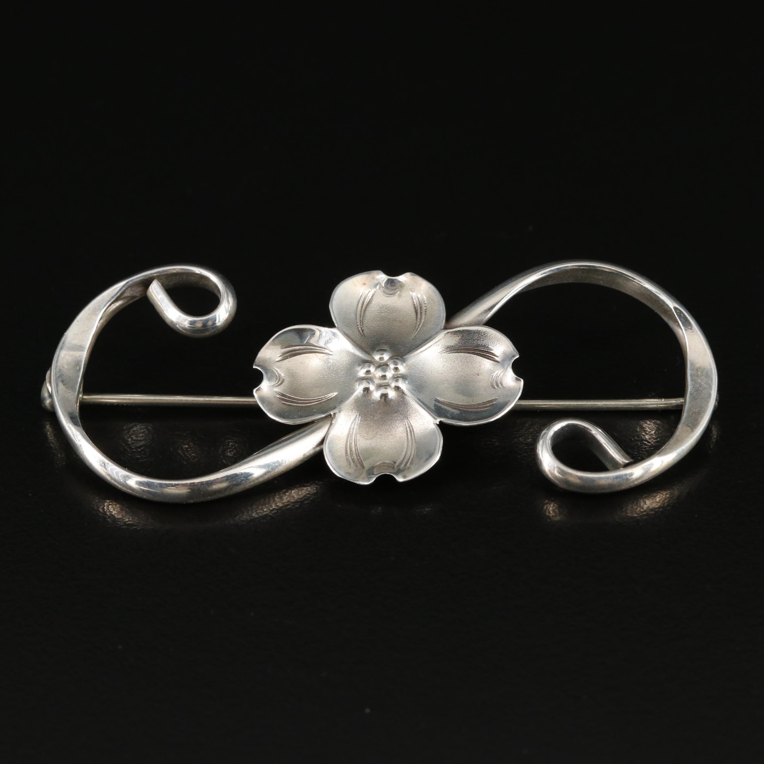 Stuart Nye Sterling Dogwood Blossom Pin