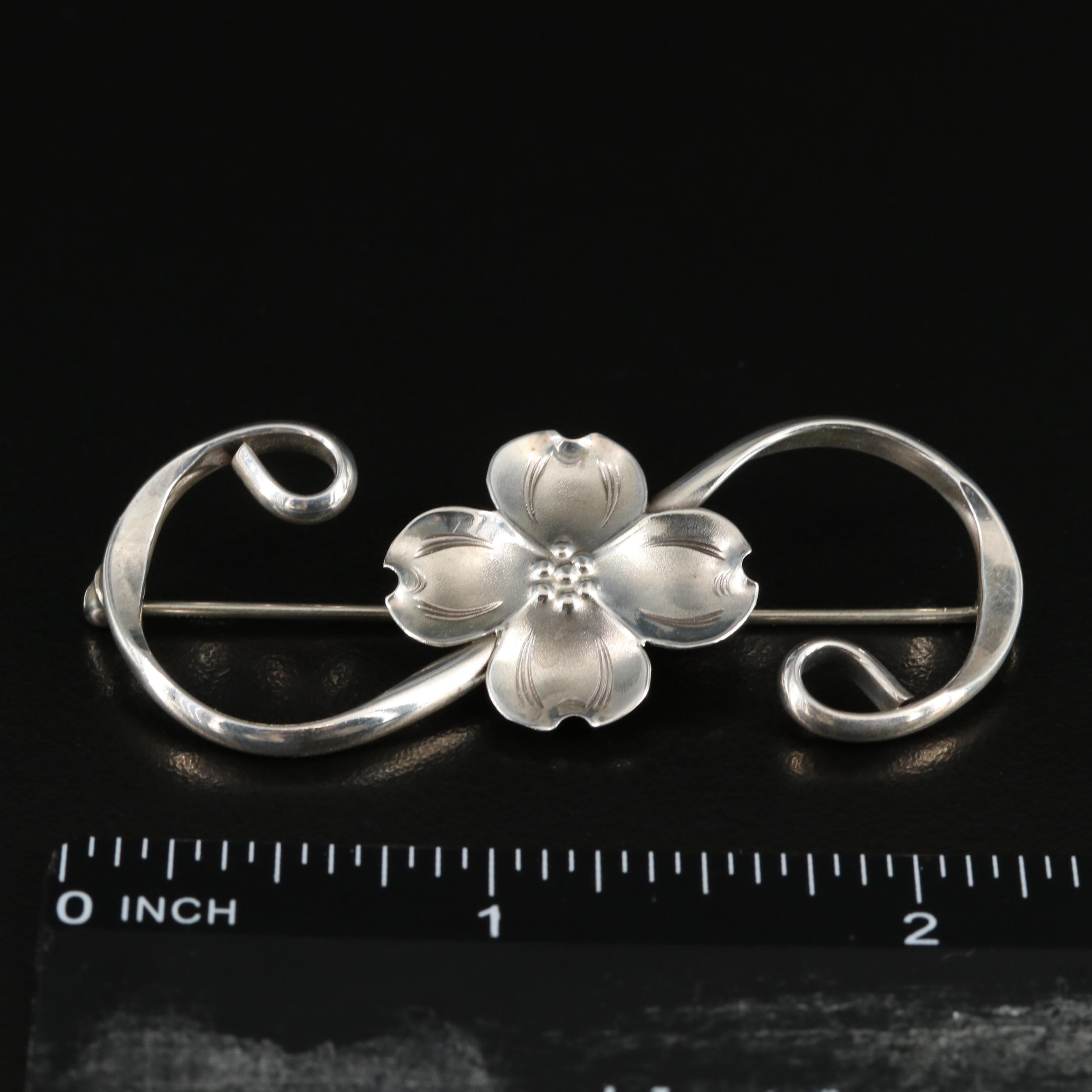 Stuart Nye Sterling Dogwood Blossom Pin