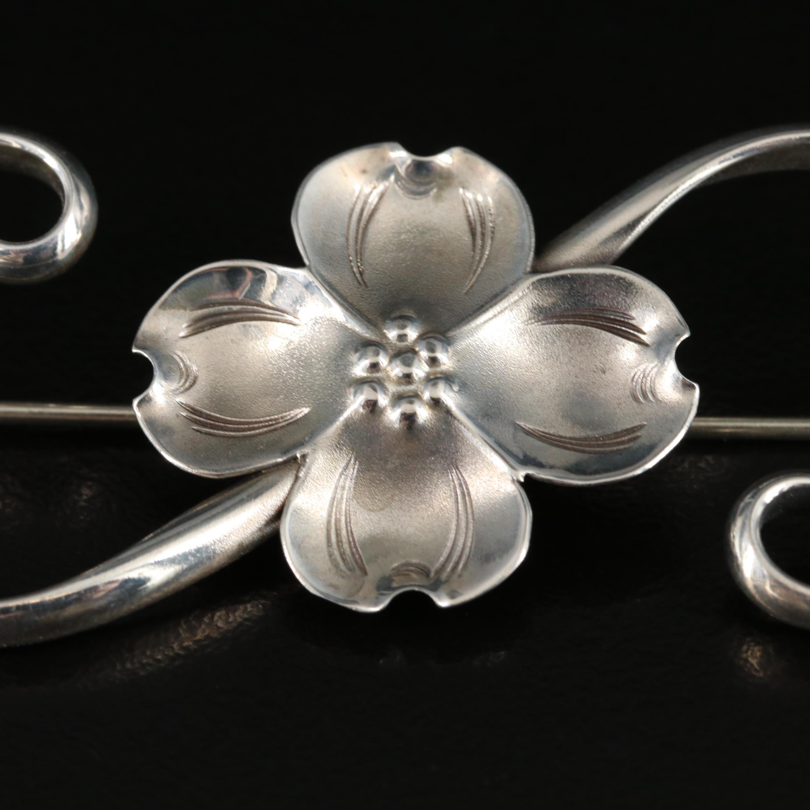 Stuart Nye Sterling Dogwood Blossom Pin