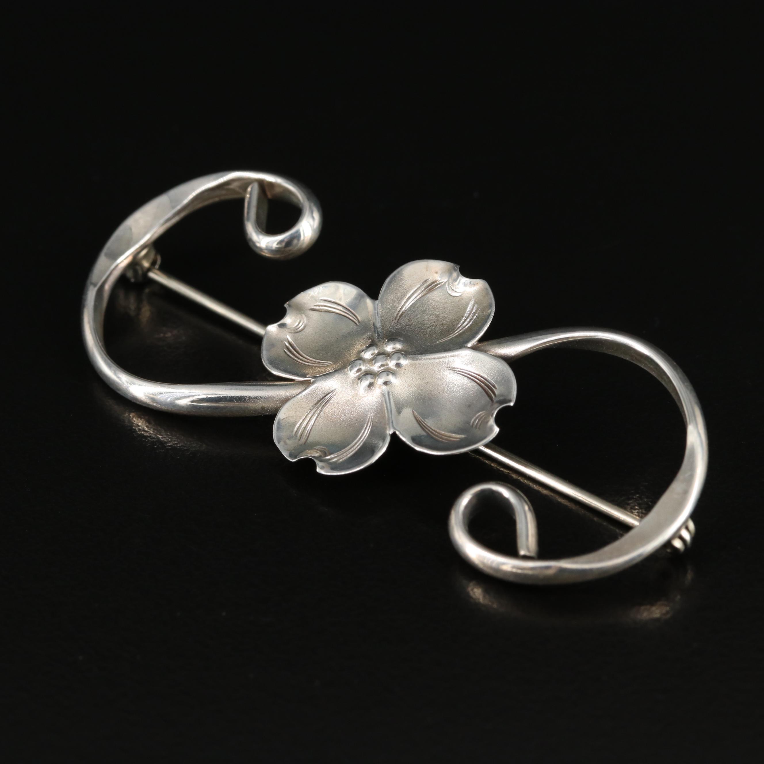 Stuart Nye Sterling Dogwood Blossom Pin