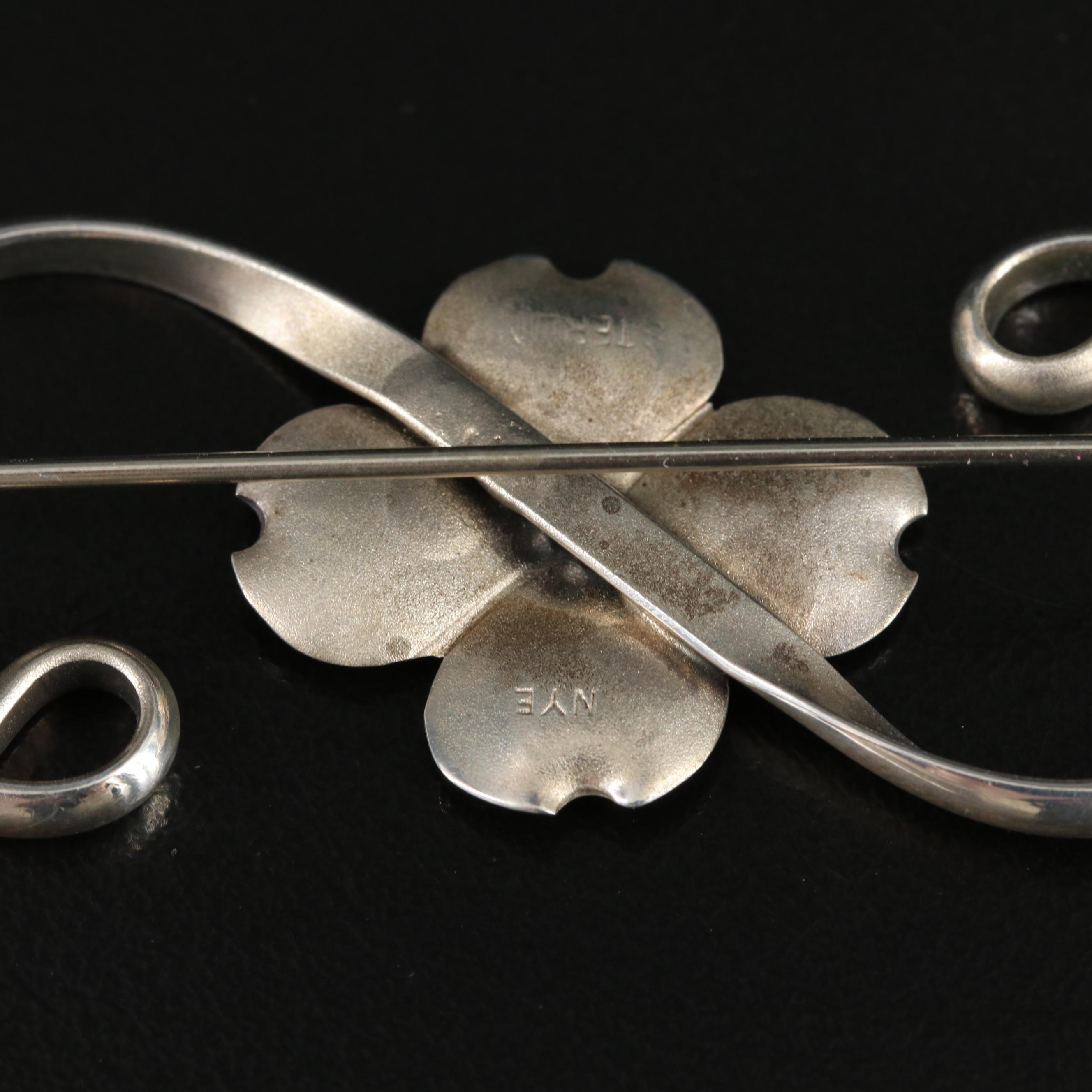 Stuart Nye Sterling Dogwood Blossom Pin