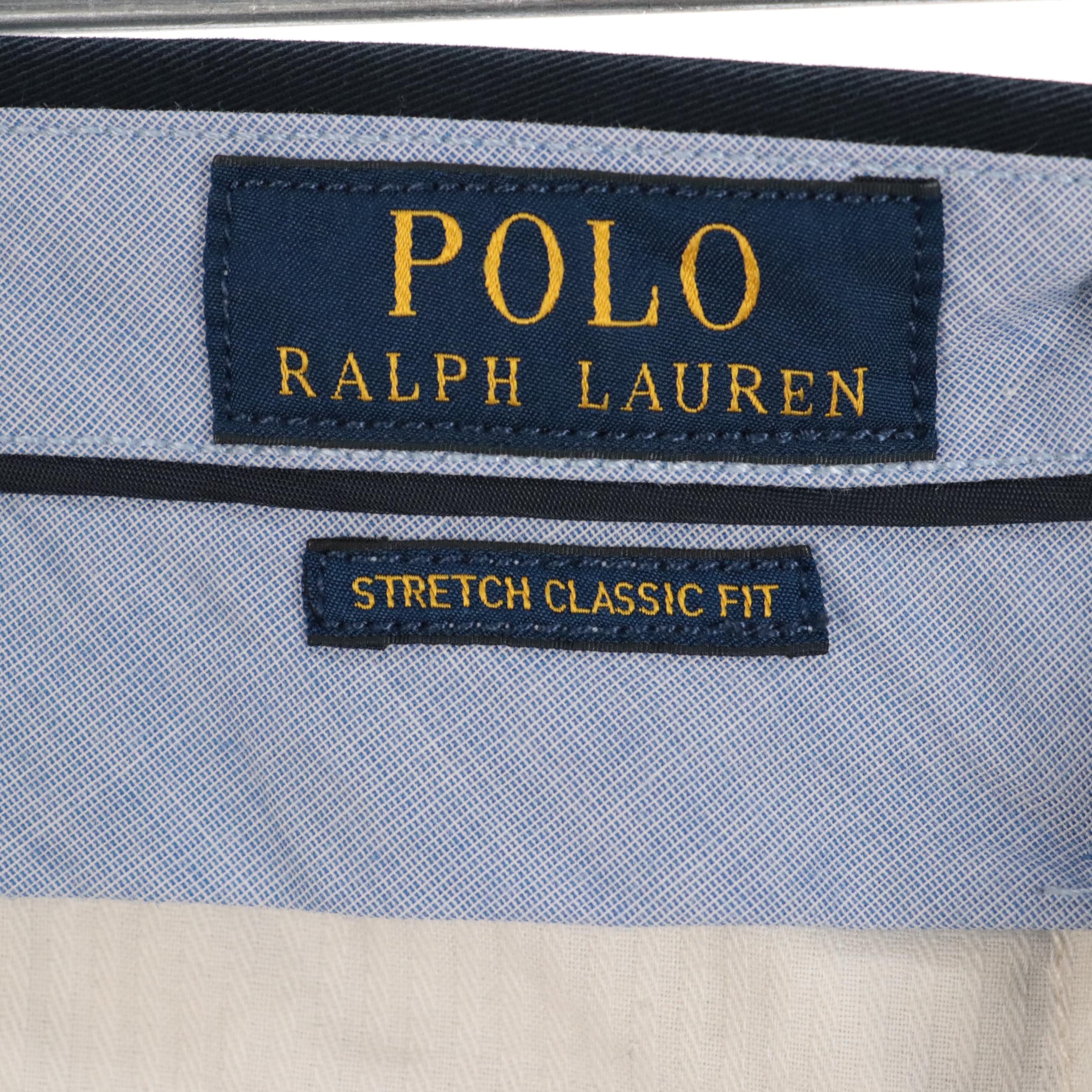 Men's Polo Ralph Lauren Slacks in Navy Blue Stretch Cotton
