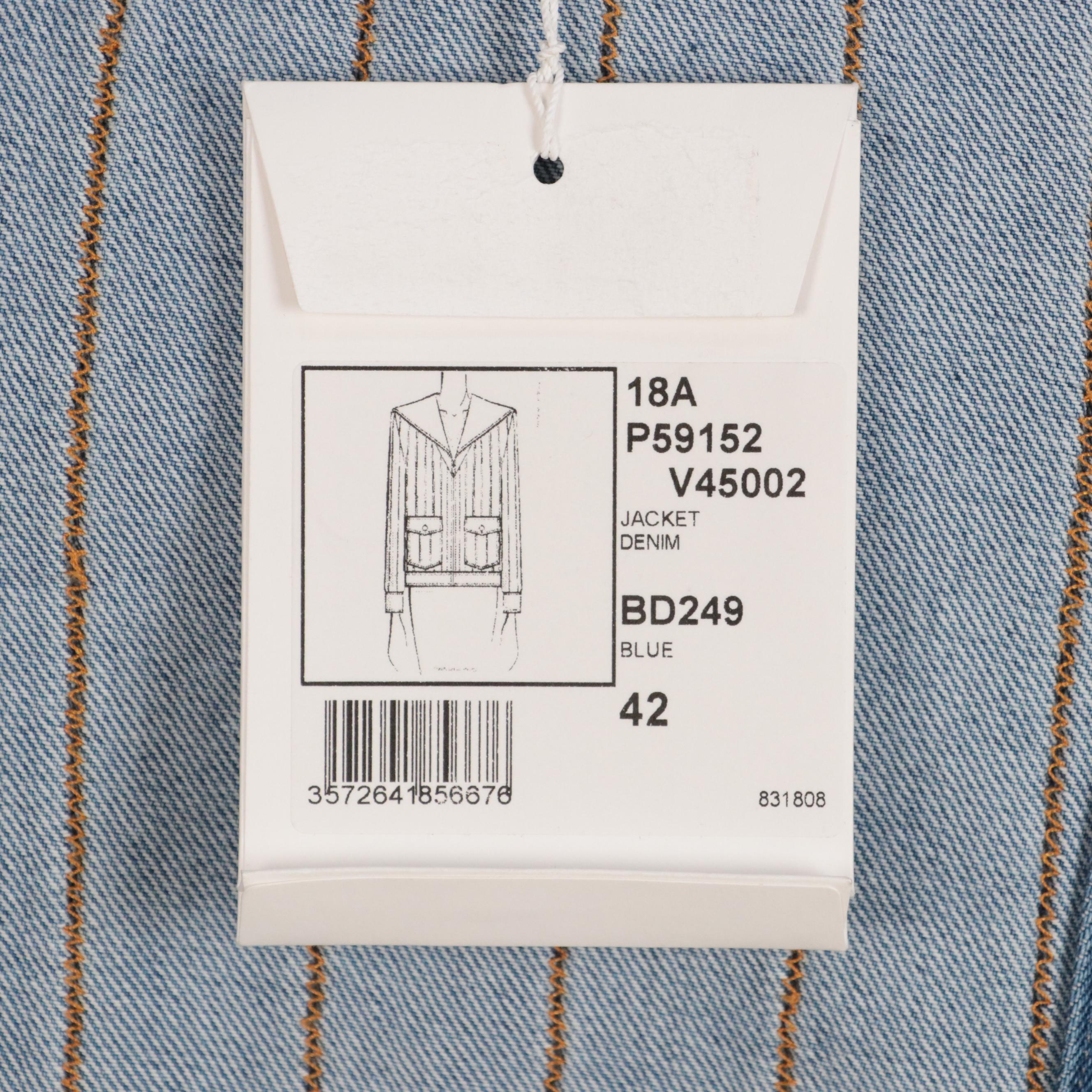 Chanel Blue Denim Front-Zip Jacket with Cape Style Collar, New With Tags