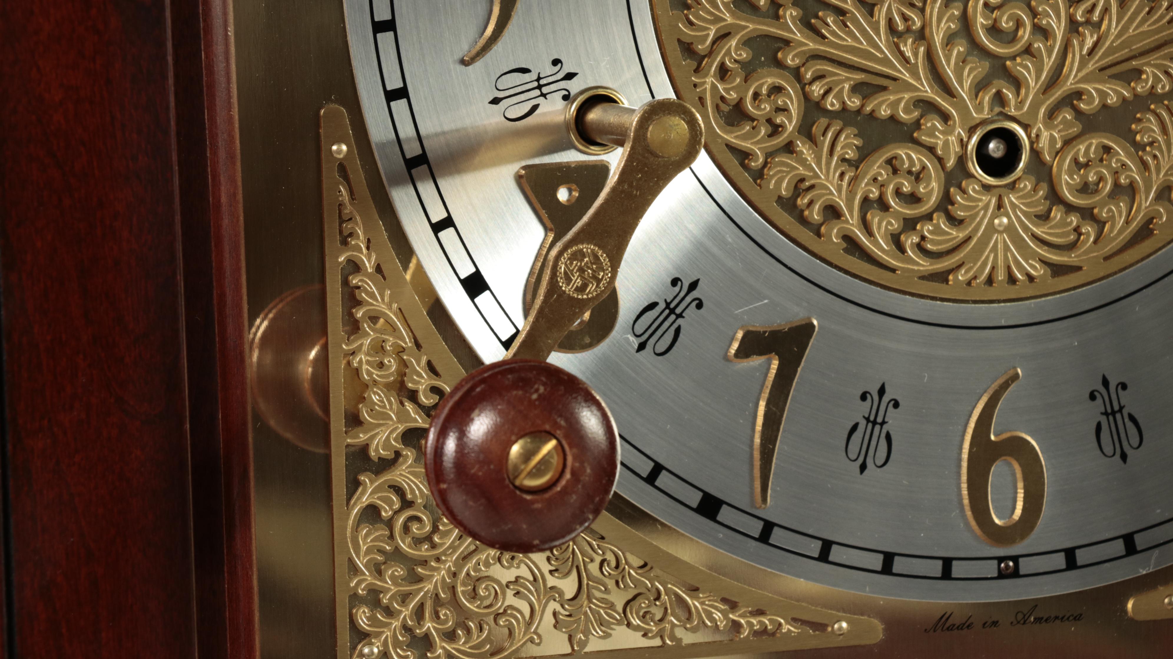 Sovereign Ltd. "Carleton" Cherrywood Grandfather Clock, Late 20th Century