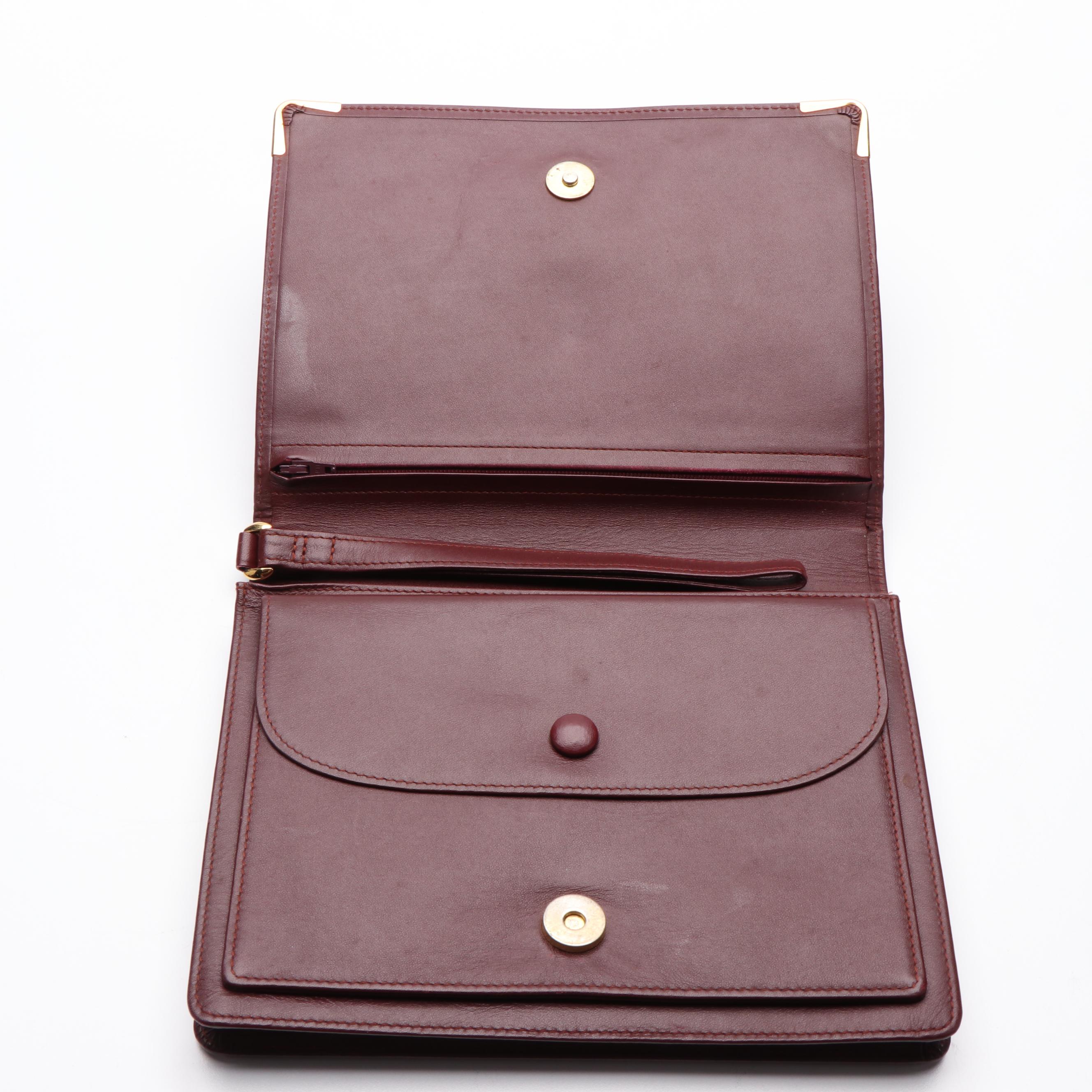 Cartier Must de Cartier Burgundy Leather Clutch Bag