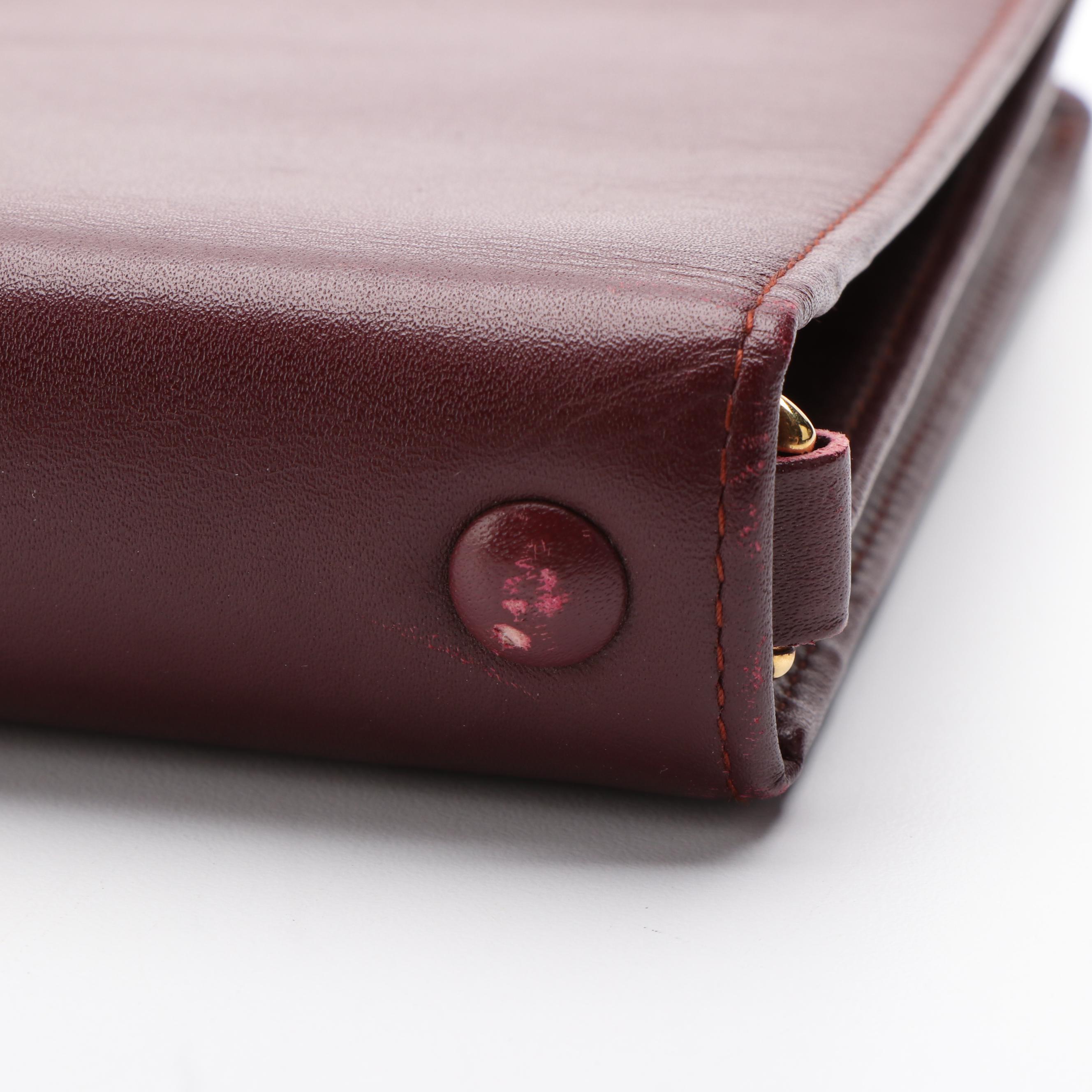 Cartier Must de Cartier Burgundy Leather Clutch Bag